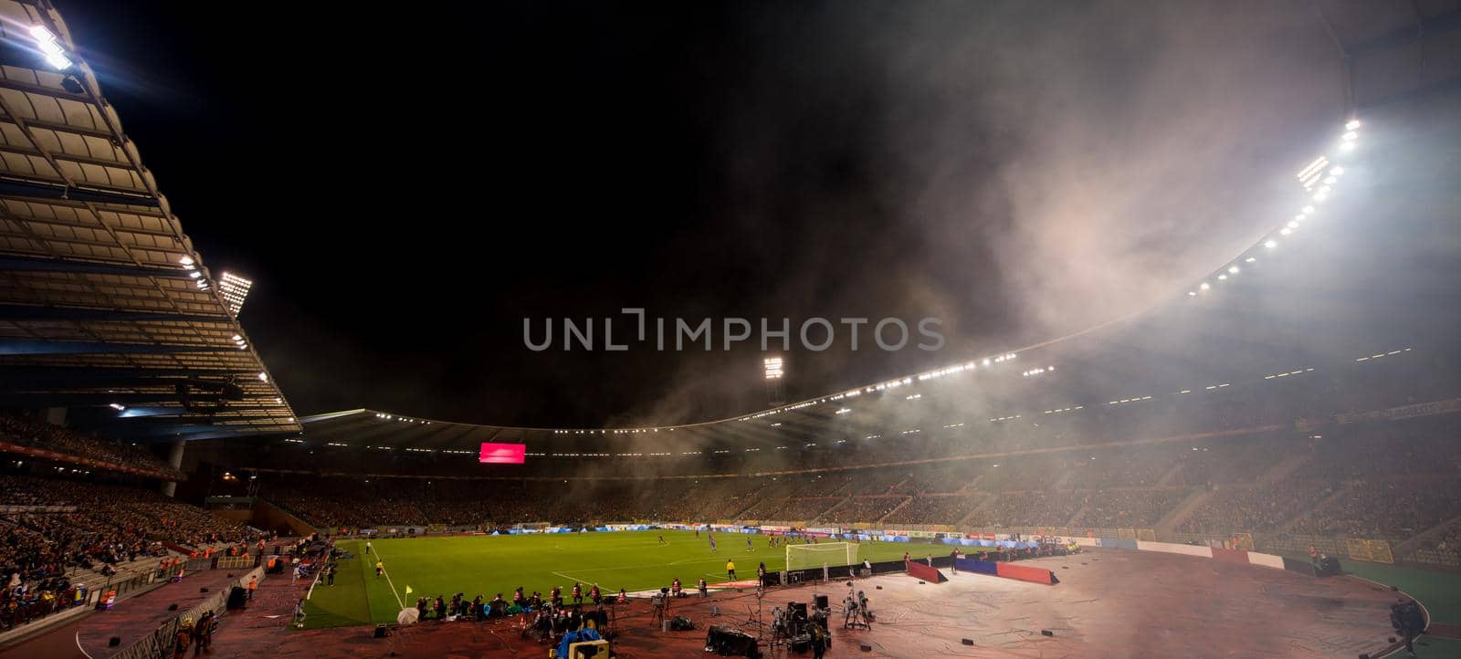 a professional footbal soccerl stadium before the start of the match