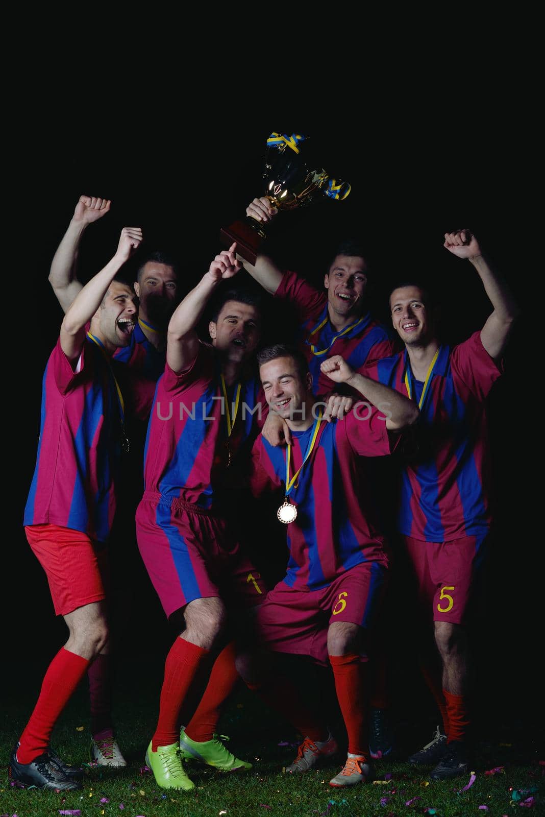 soccer players celebrating victory by dotshock