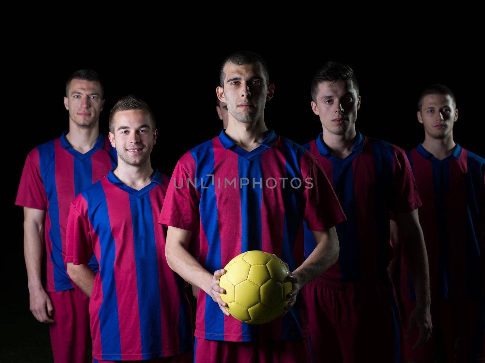 soccer players team group isolated on black background