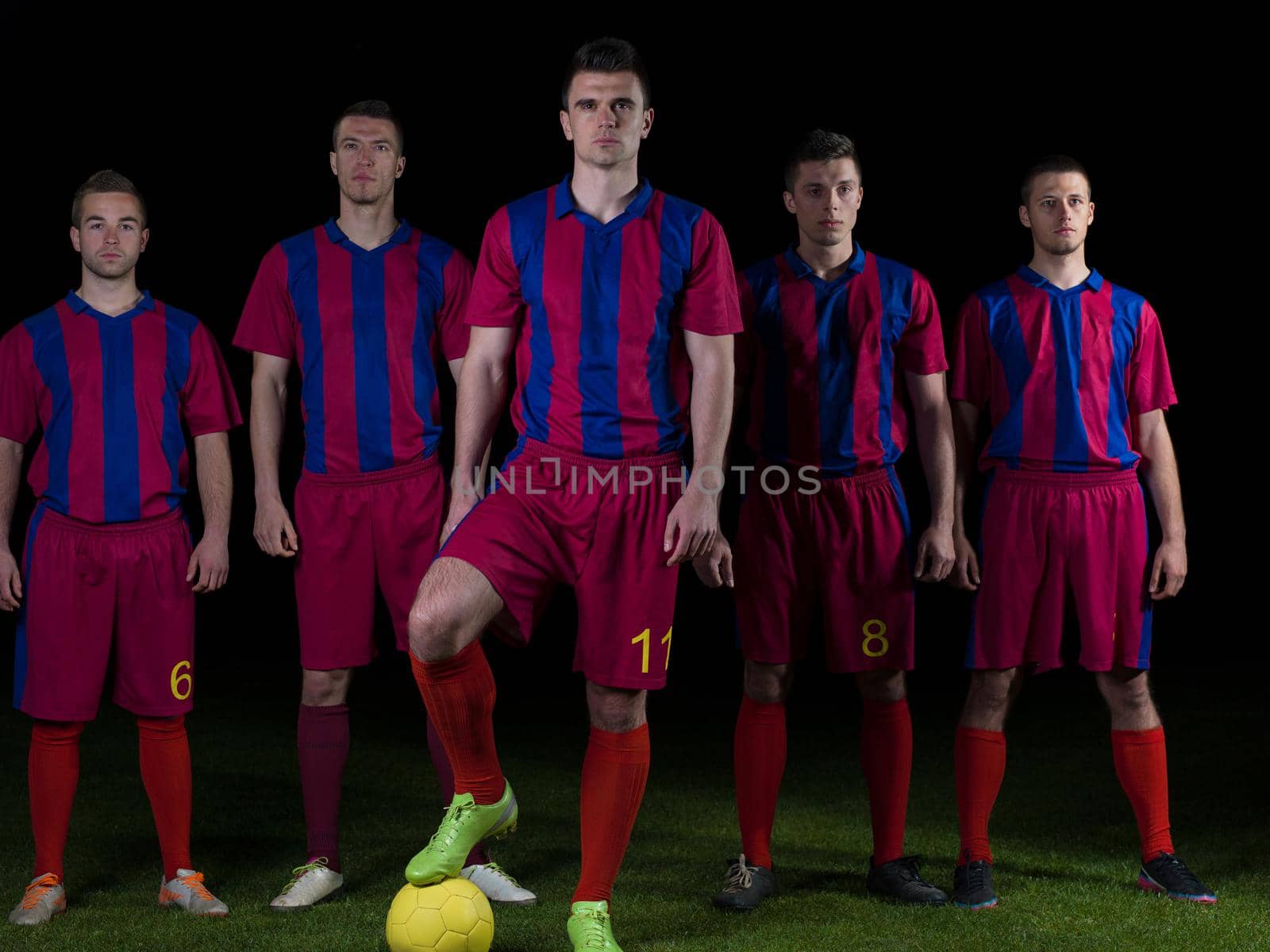 soccer players team group isolated on black background