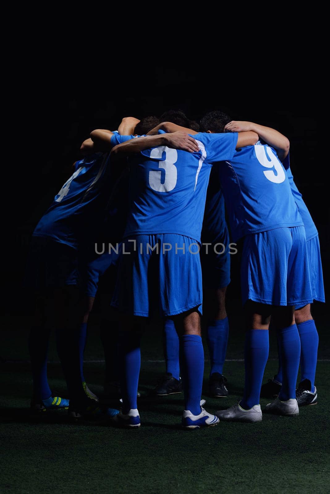 soccer players team group isolated on black background