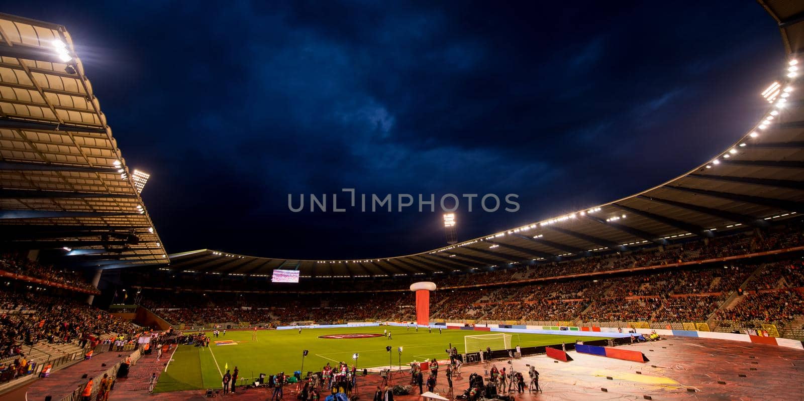 a professional footbal soccerl stadium before the start of the match