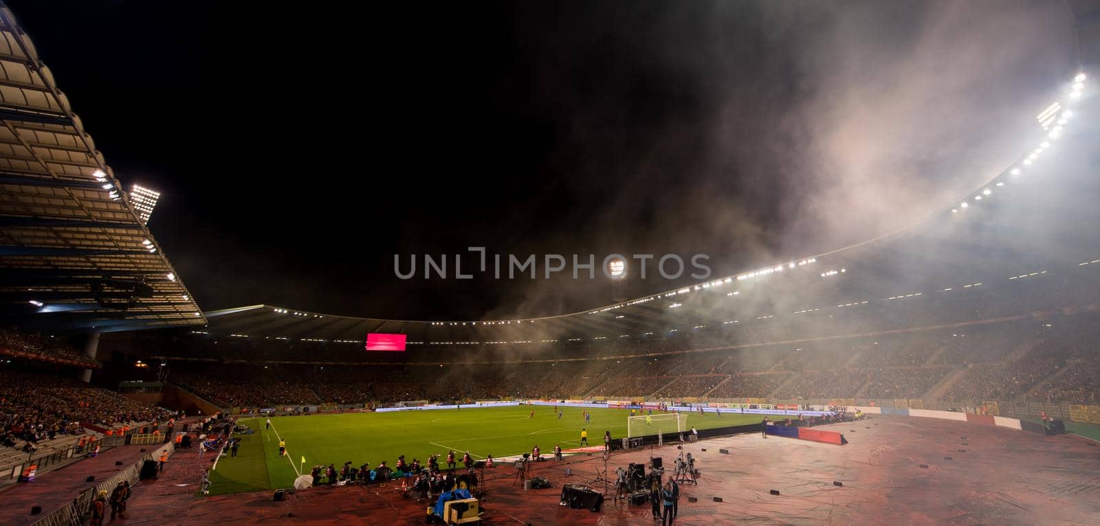 a professional footbal soccerl stadium before the start of the match