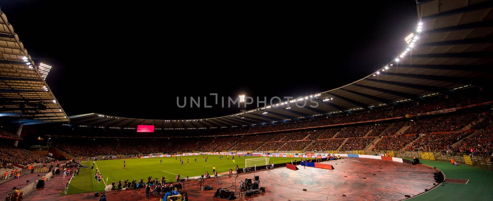 a professional footbal soccerl stadium before the start of the match