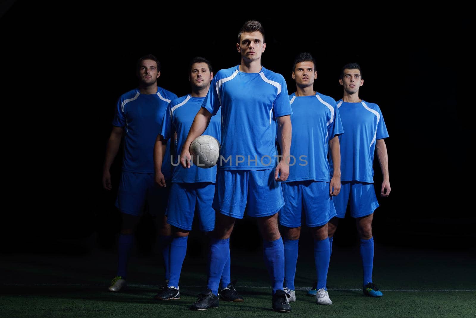 soccer players team group isolated on black background