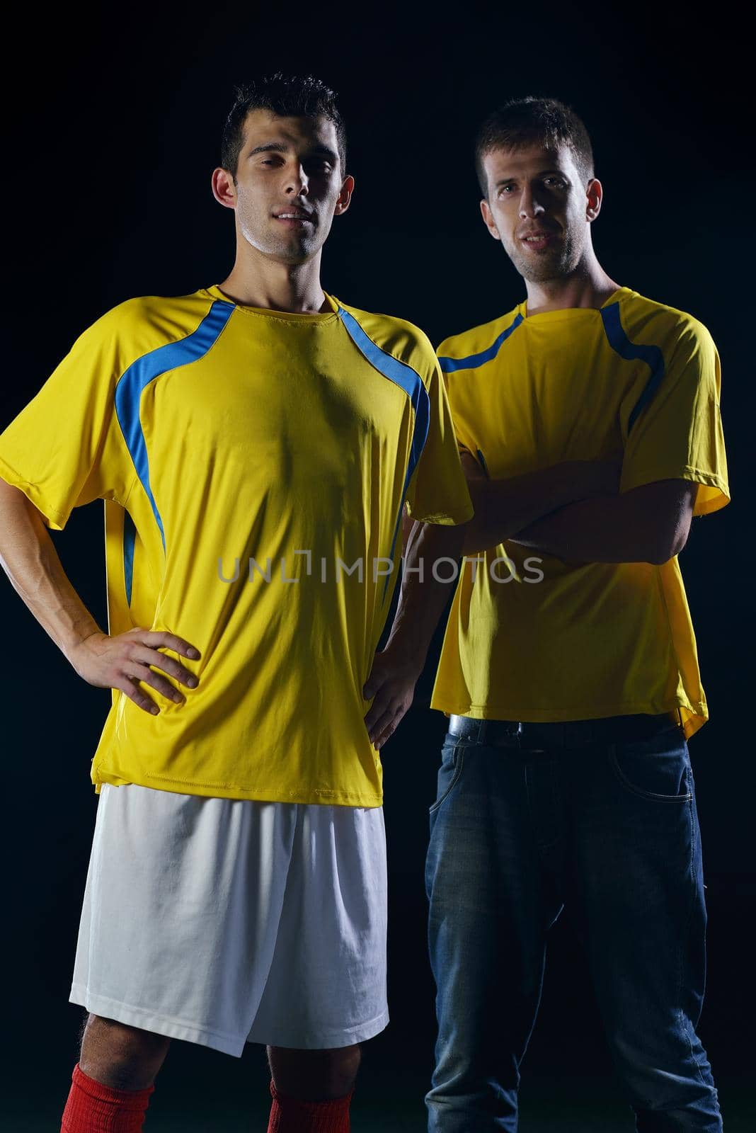 soccer players team group isolated on black background