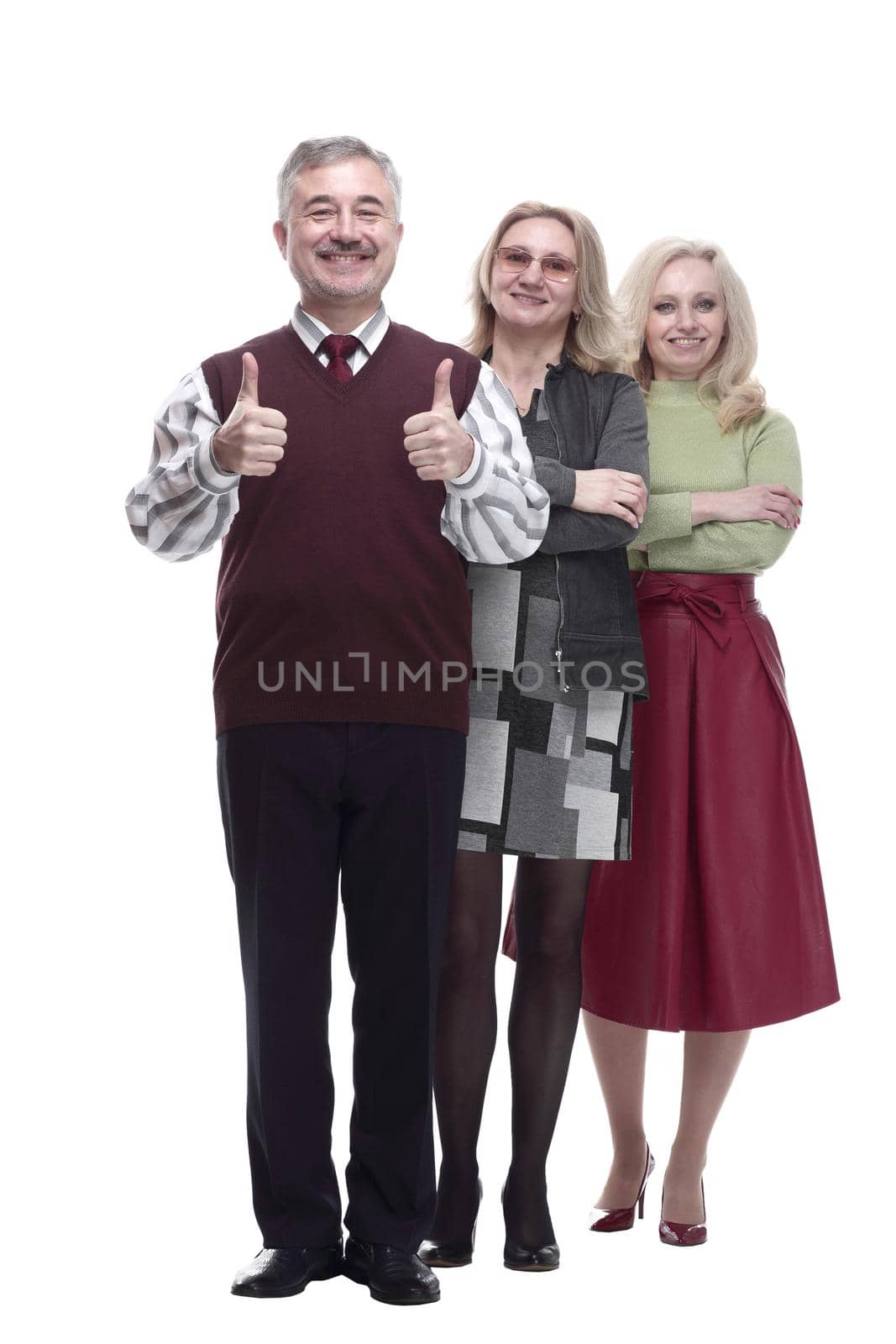 in full growth. group of happy people standing in line. isolated on a white background