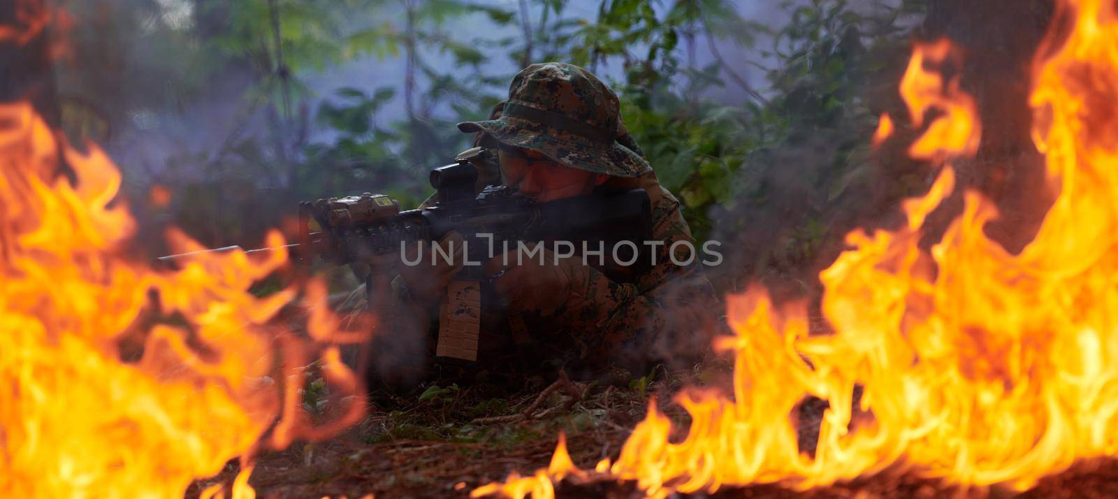 modern warfare soldier in action  combat