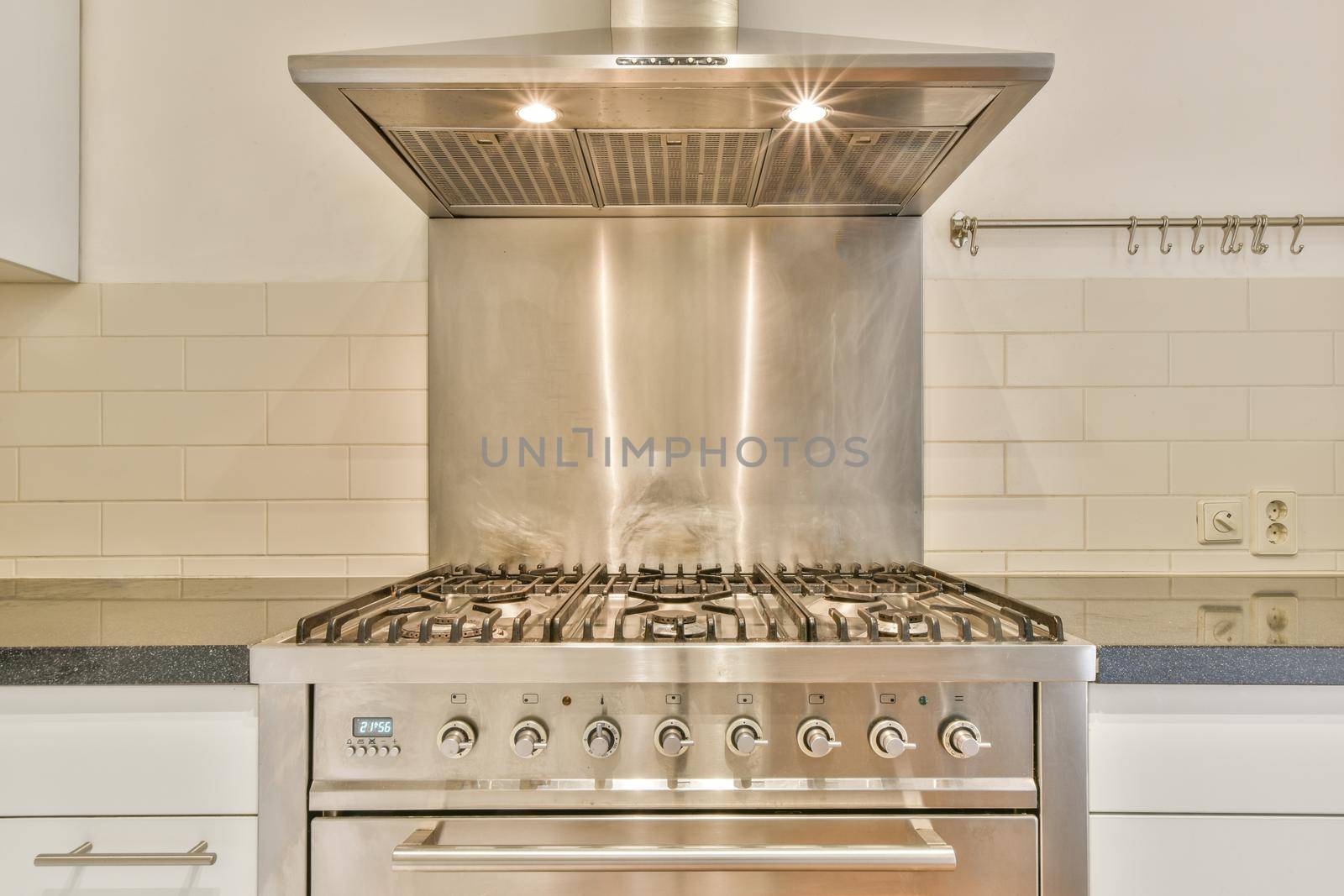 Close up of stylish gas stove in a kitchen
