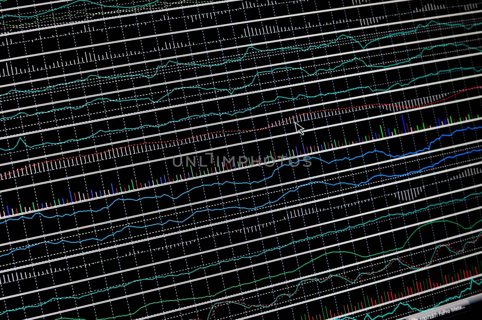 stock market graph on big lcd display closeup macro