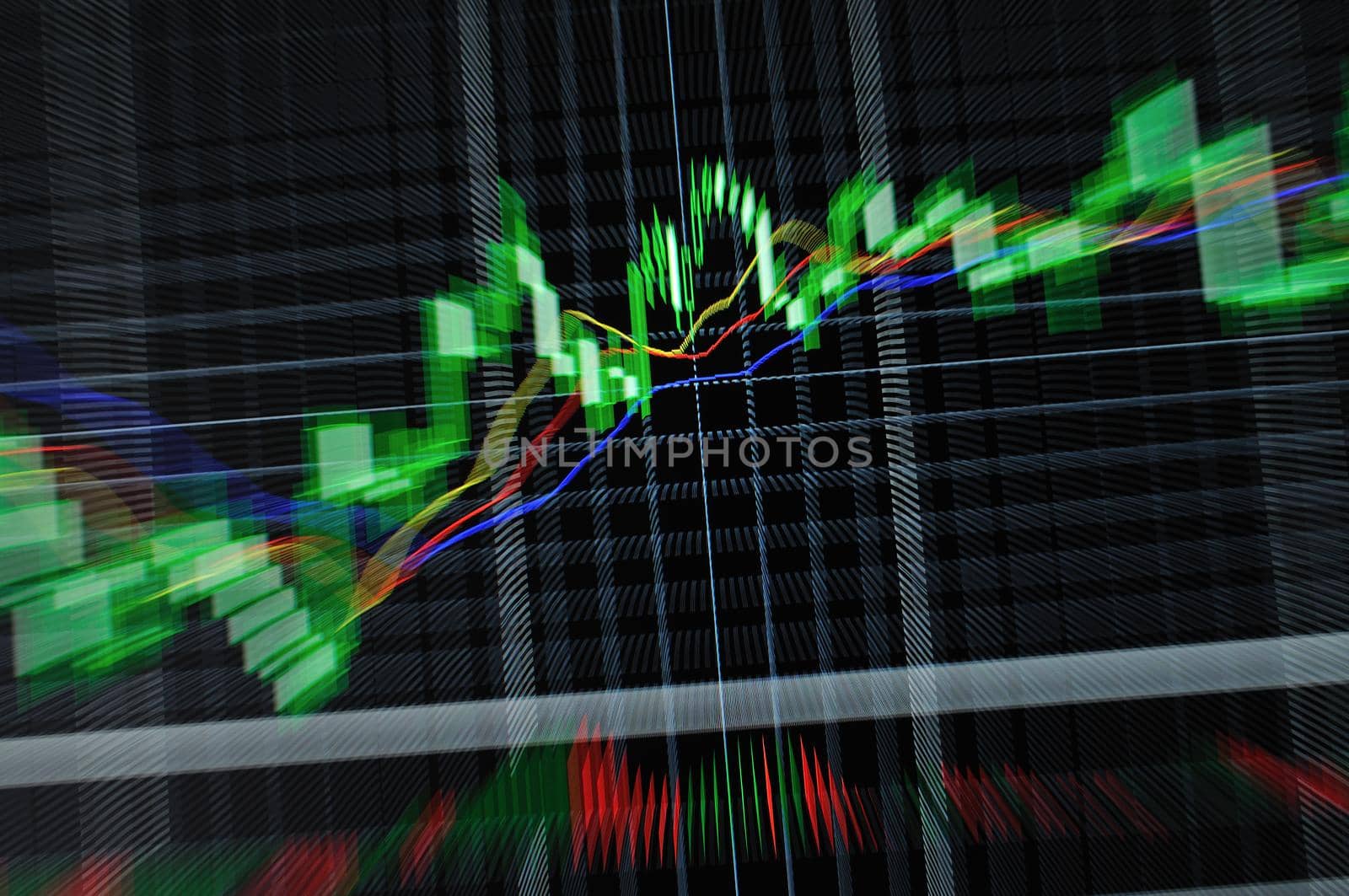 stock market graph on big lcd display closeup macro