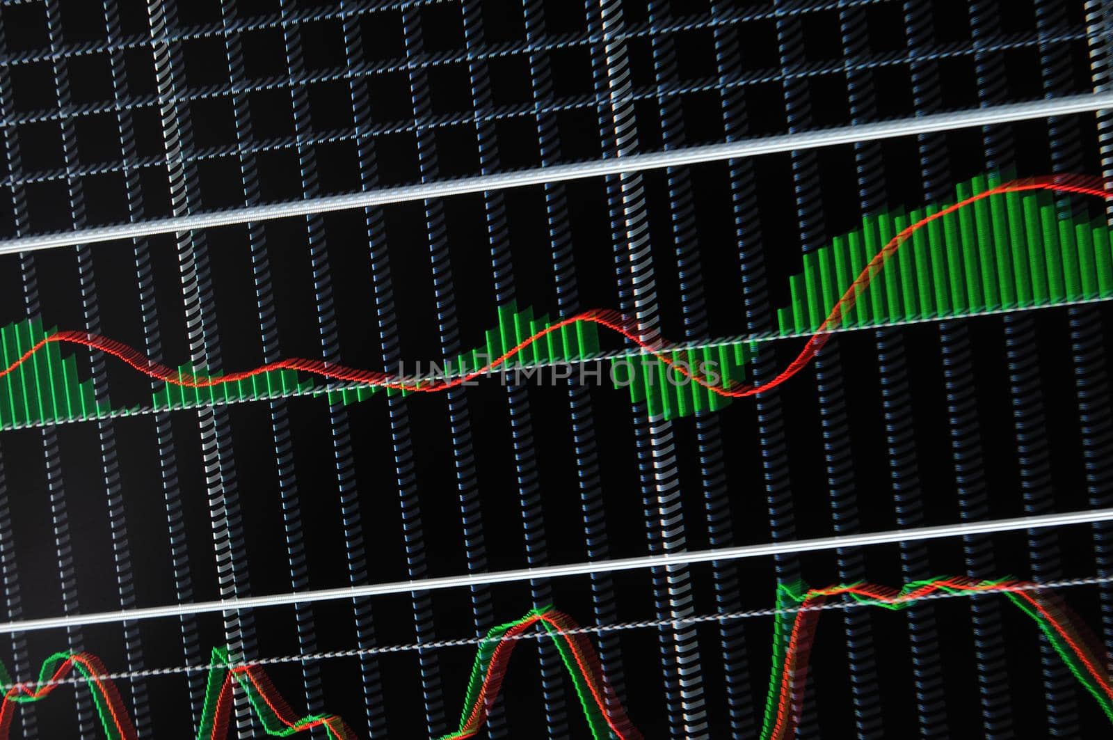 stock market graph on big lcd display closeup macro