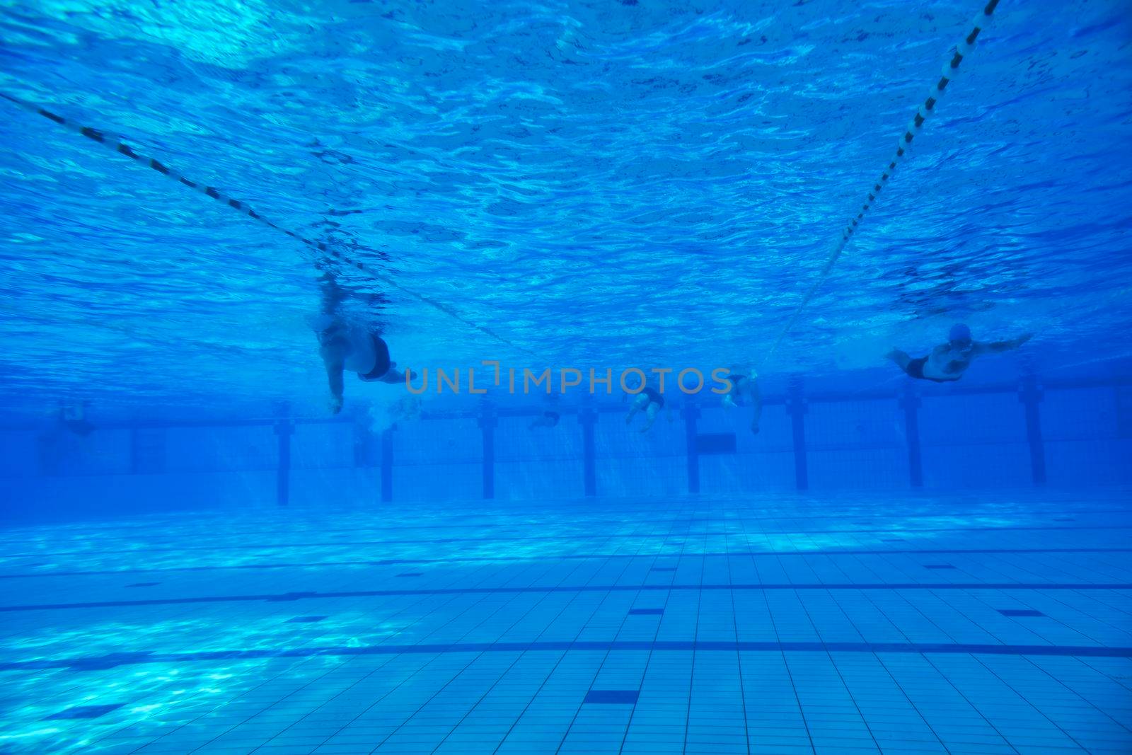 undervater shoot of swimming pool with good looking young swimmer 