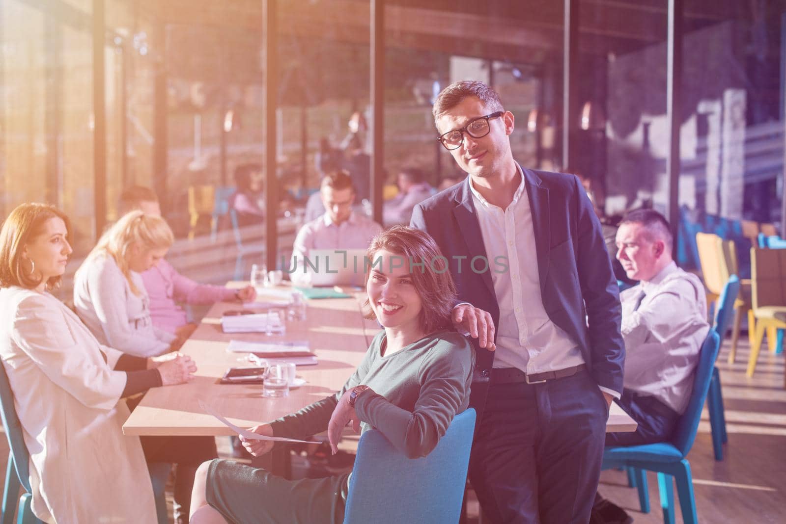 portrait of young Successful Business couple Entrepreneur At Busy startup Office
