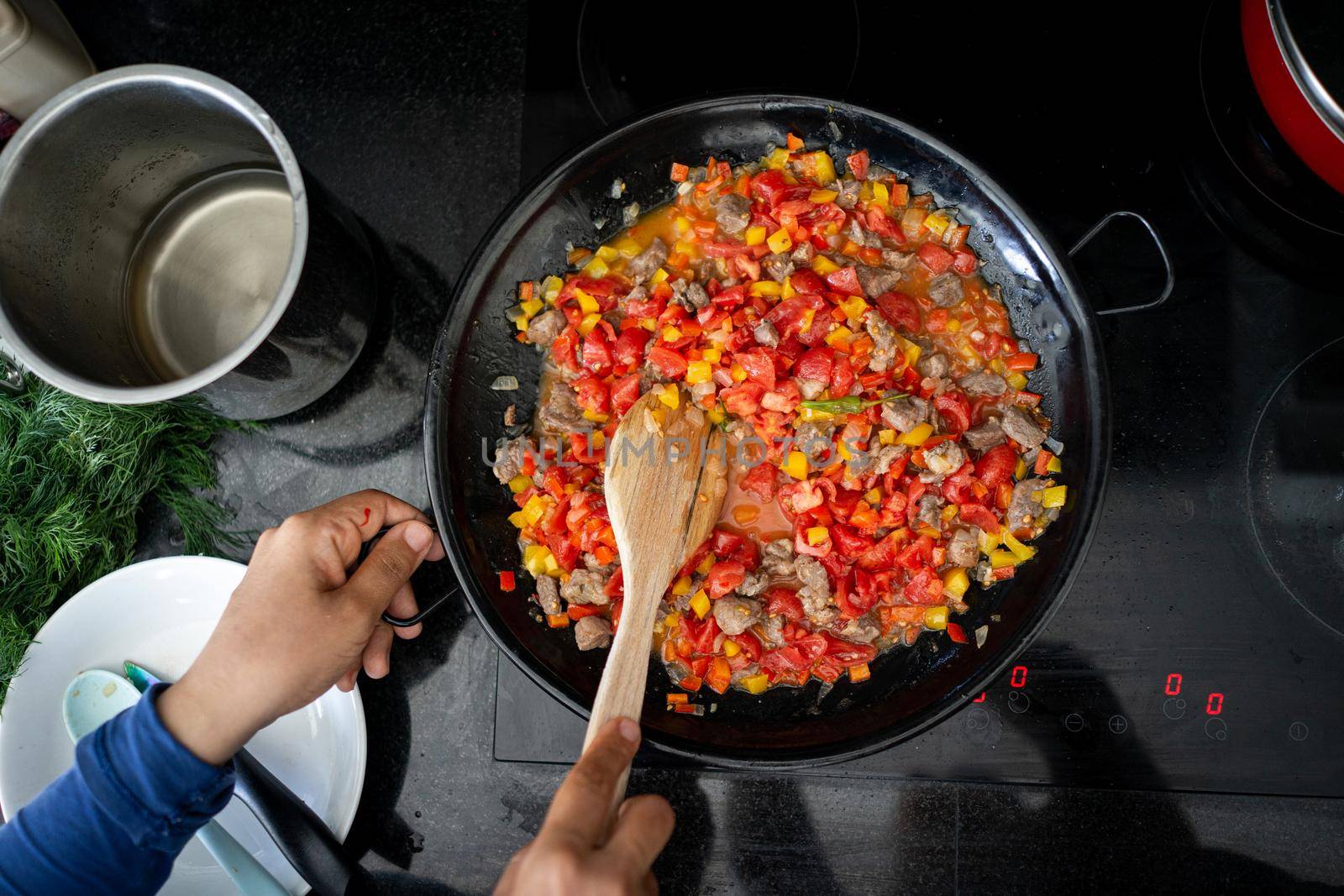 Preparing delicious food at home close up