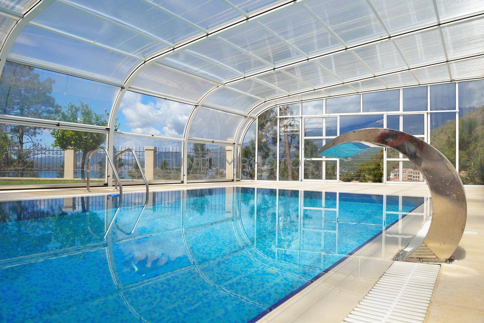 indoor swimming pool at modern home