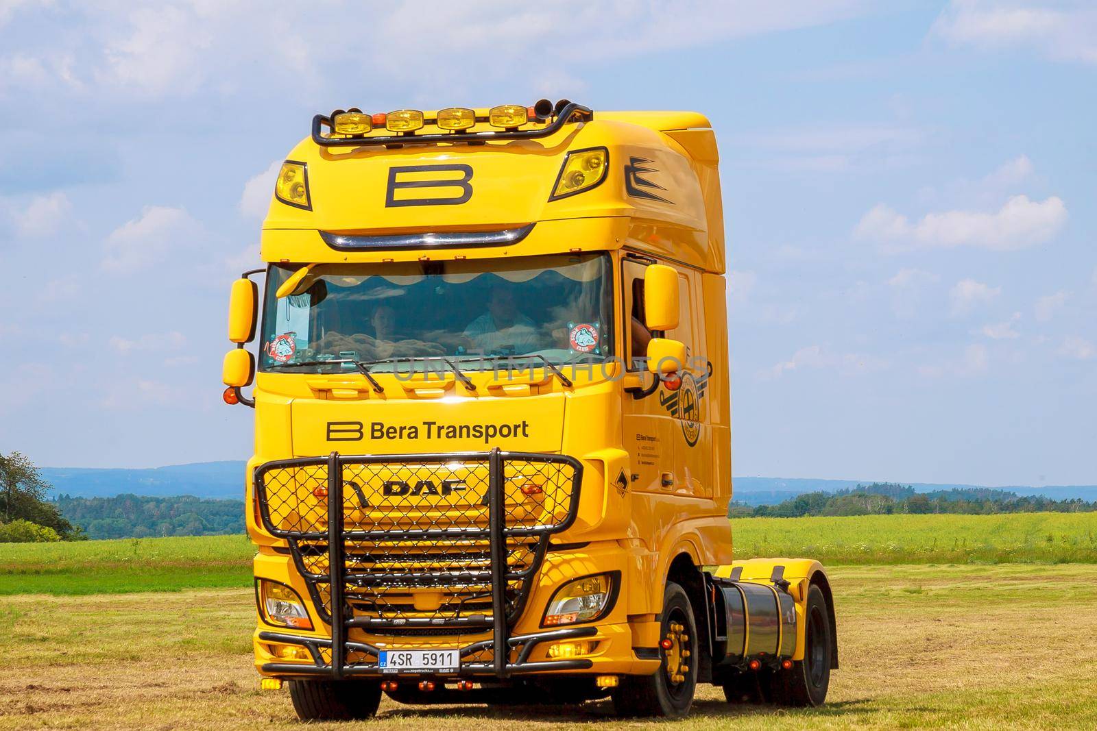 Skutech, Czech Republic, 26 June 2020: Truck Show. Transport festival in the Czech Republic. Truck Fest weekend with kids. Truckers charity event for children.