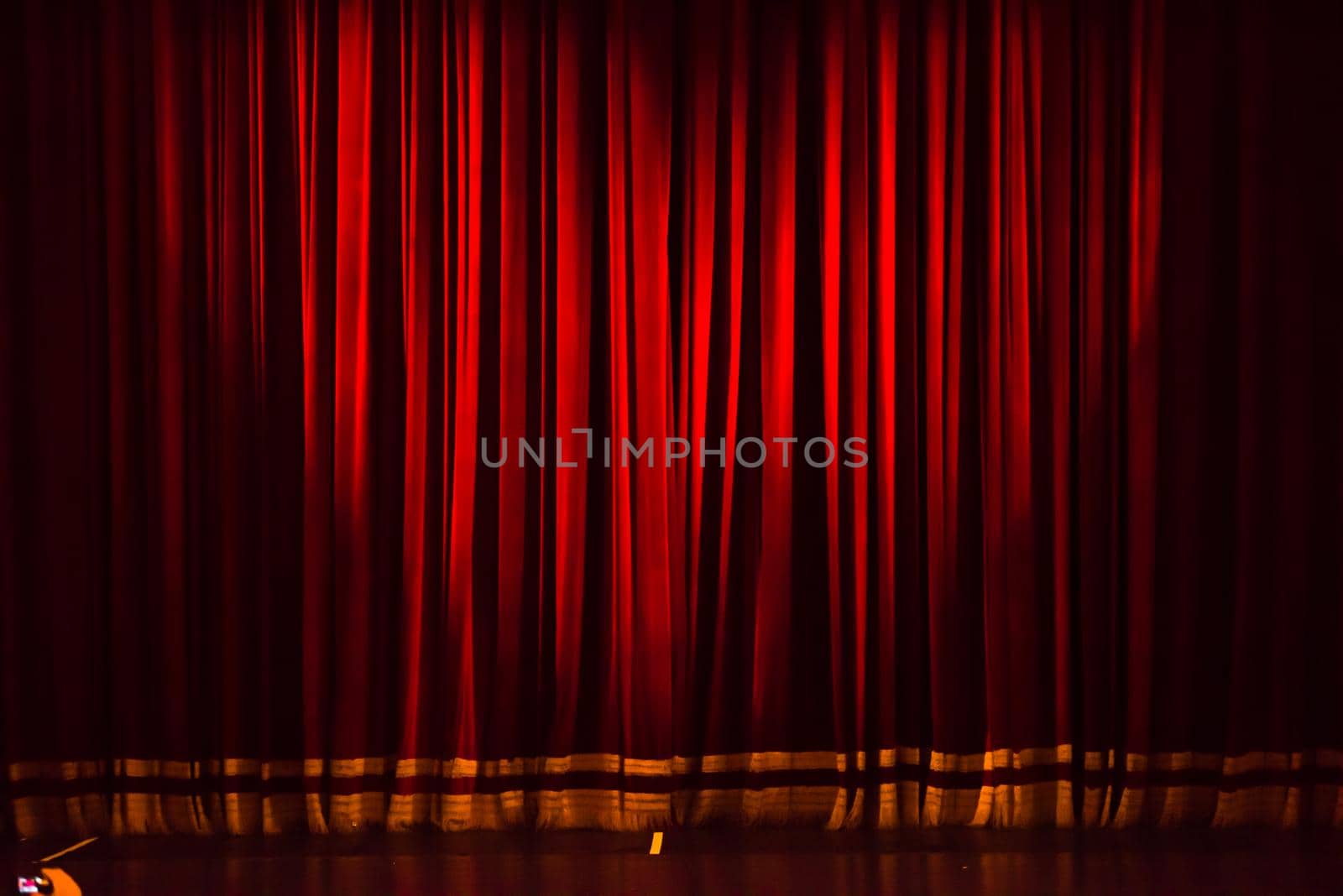 red  stage curtain background with heart symbol ligst shape