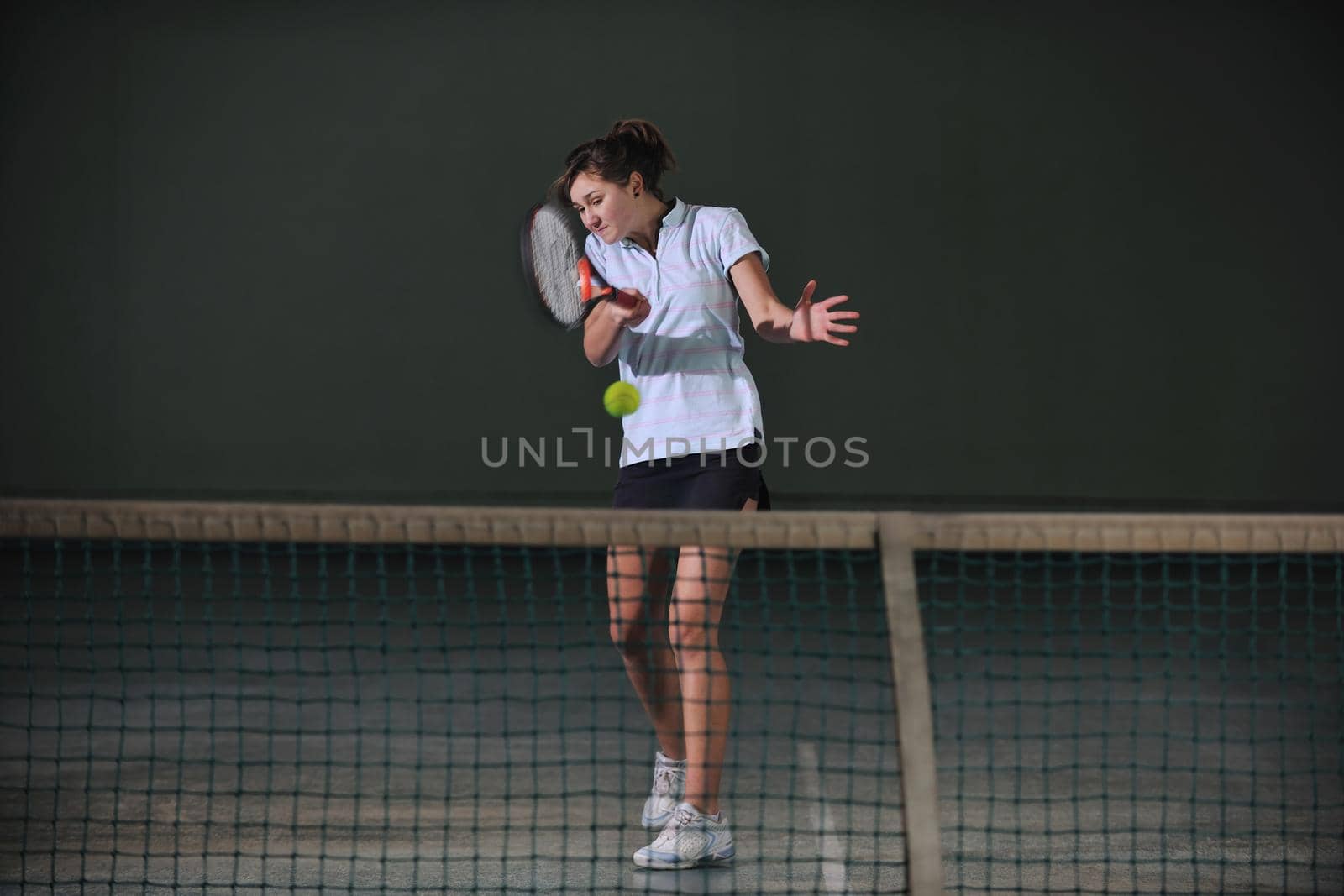 young girl exercise tennis sport indoor