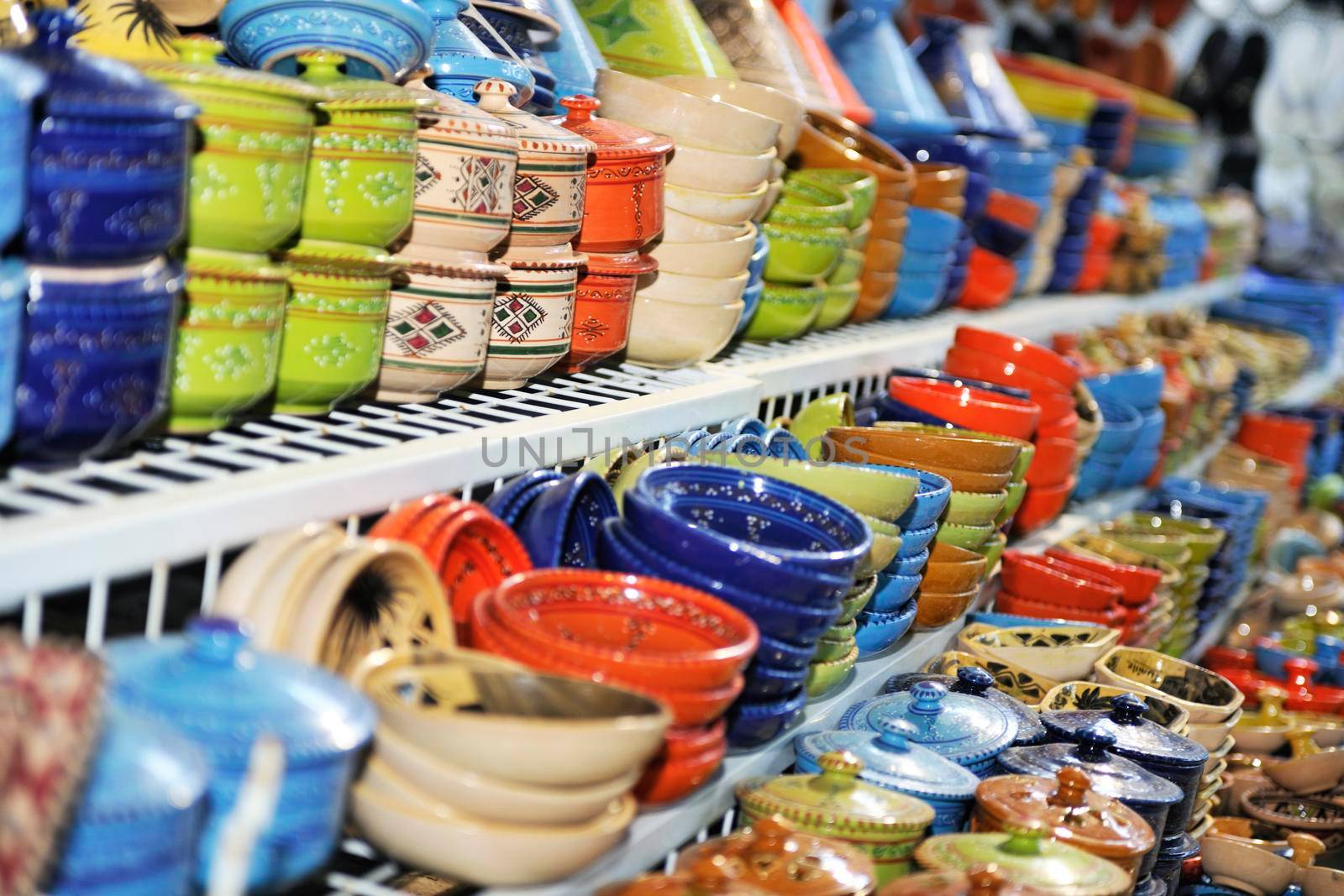 africa and tunis colorful ceramics gift suvenir outdoor on street market