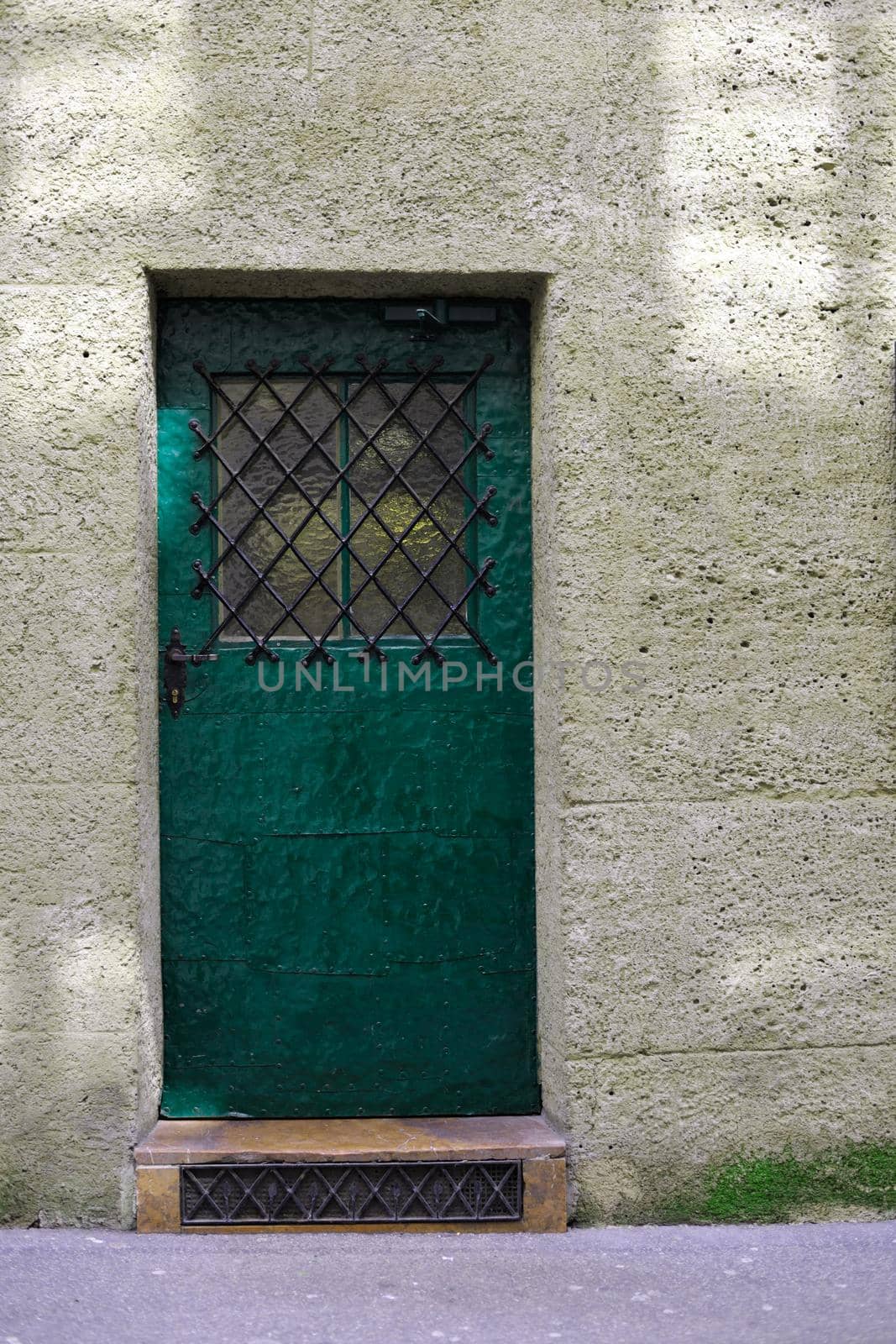 beautiful ancient green door background