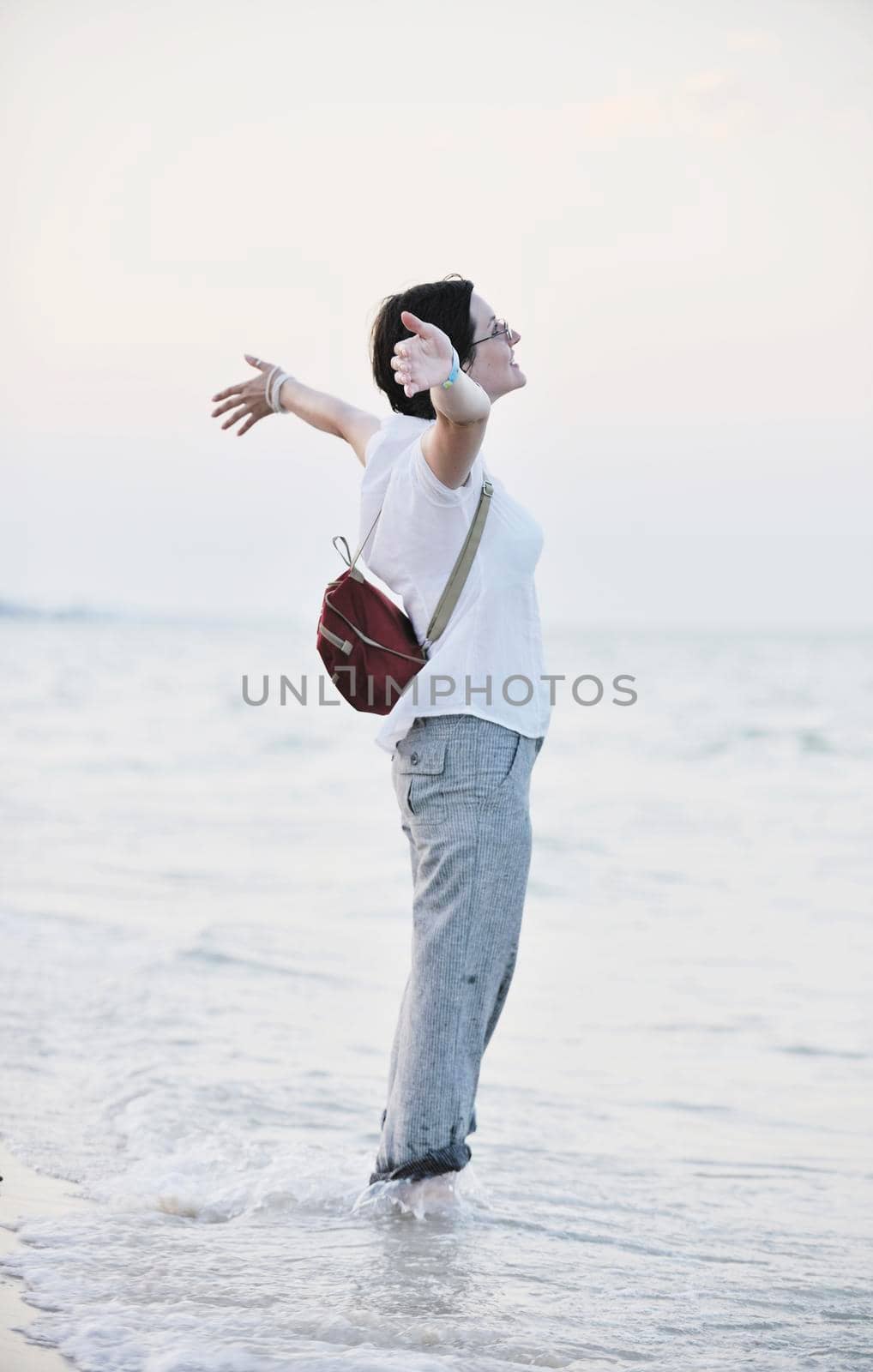 happy young woman tourist  tunis travel on road trip 