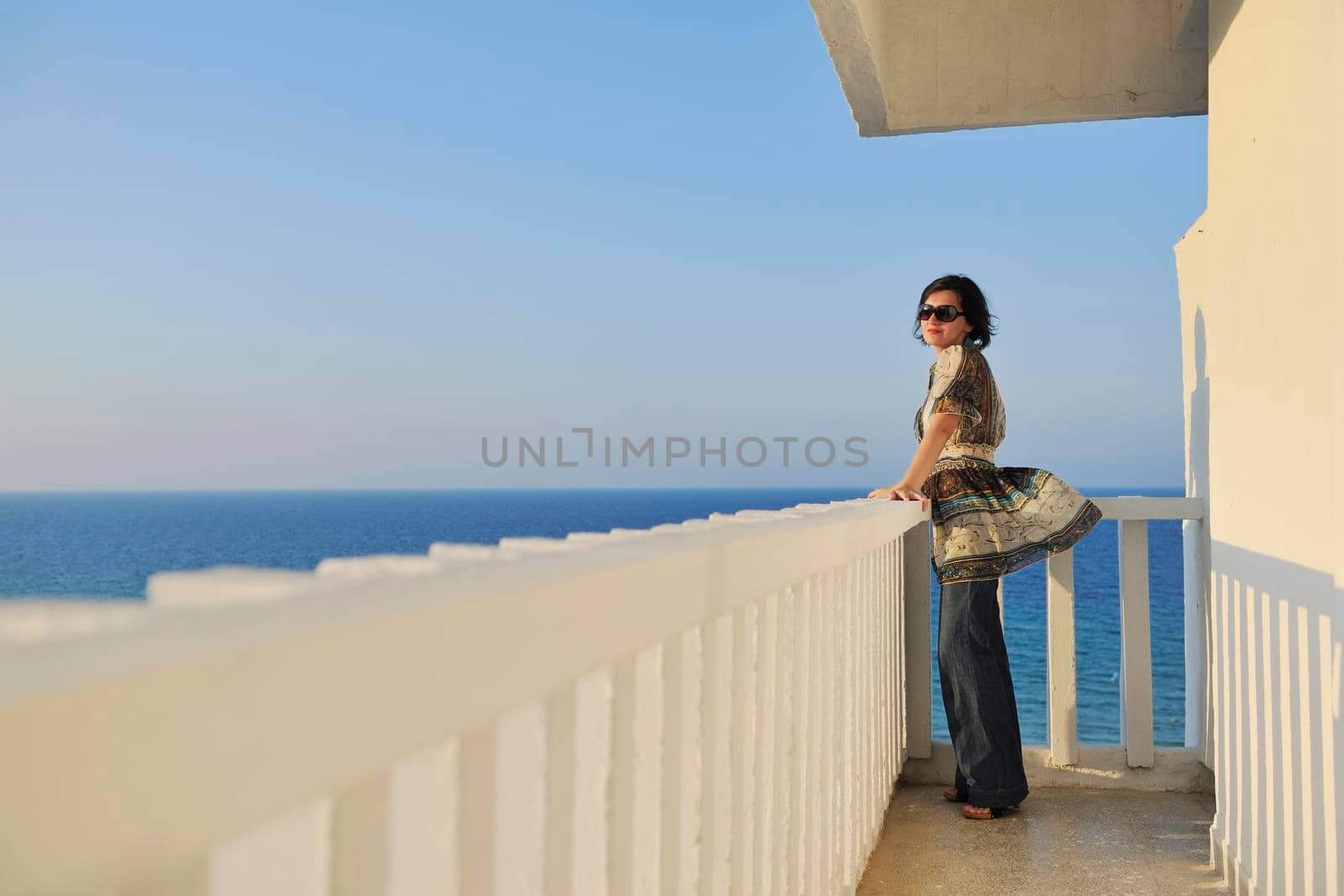 happy young woman tourist  tunis travel on road trip 