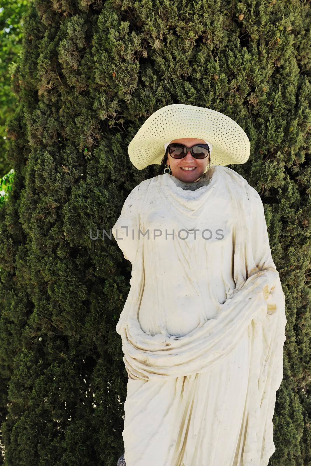 happy young woman tourist  tunis travel on road trip 