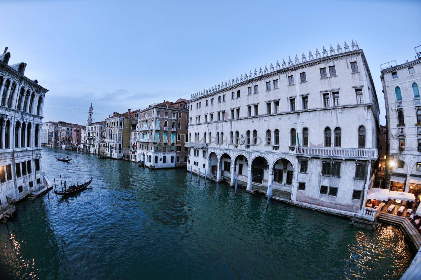 venice, beautiful romantic italian city on sea with great canal and gondolas