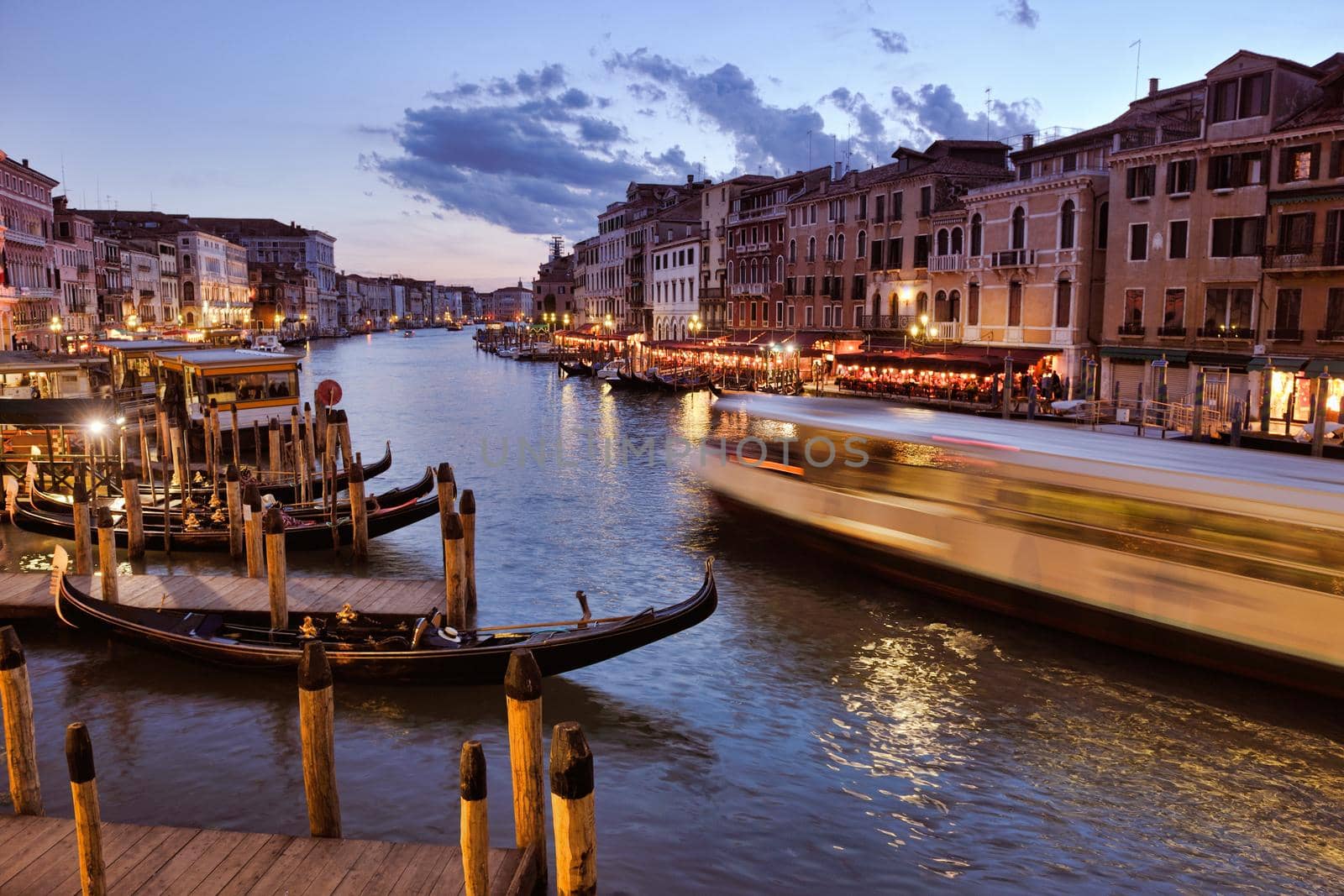 venice, beautiful romantic italian city on sea with great canal and gondolas