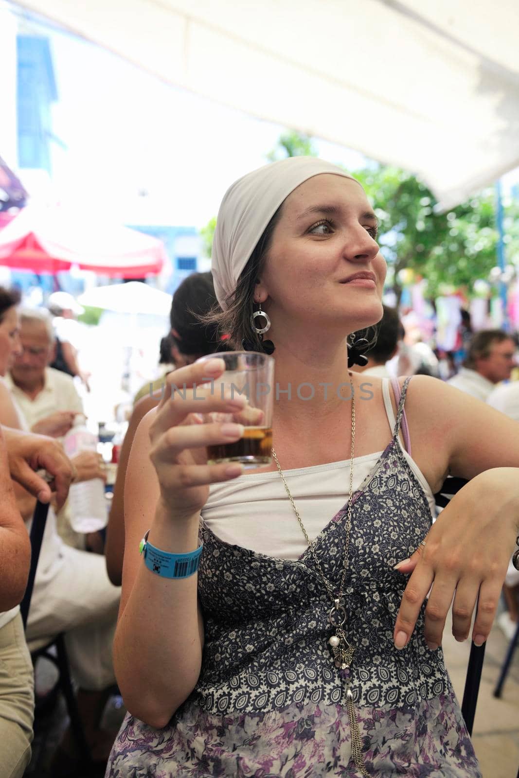 happy young woman tourist  tunis travel on road trip 