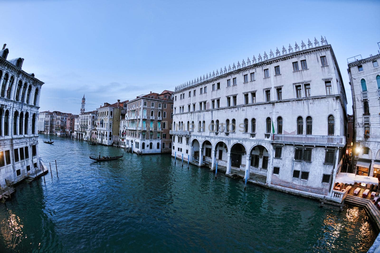 venice, beautiful romantic italian city on sea with great canal and gondolas