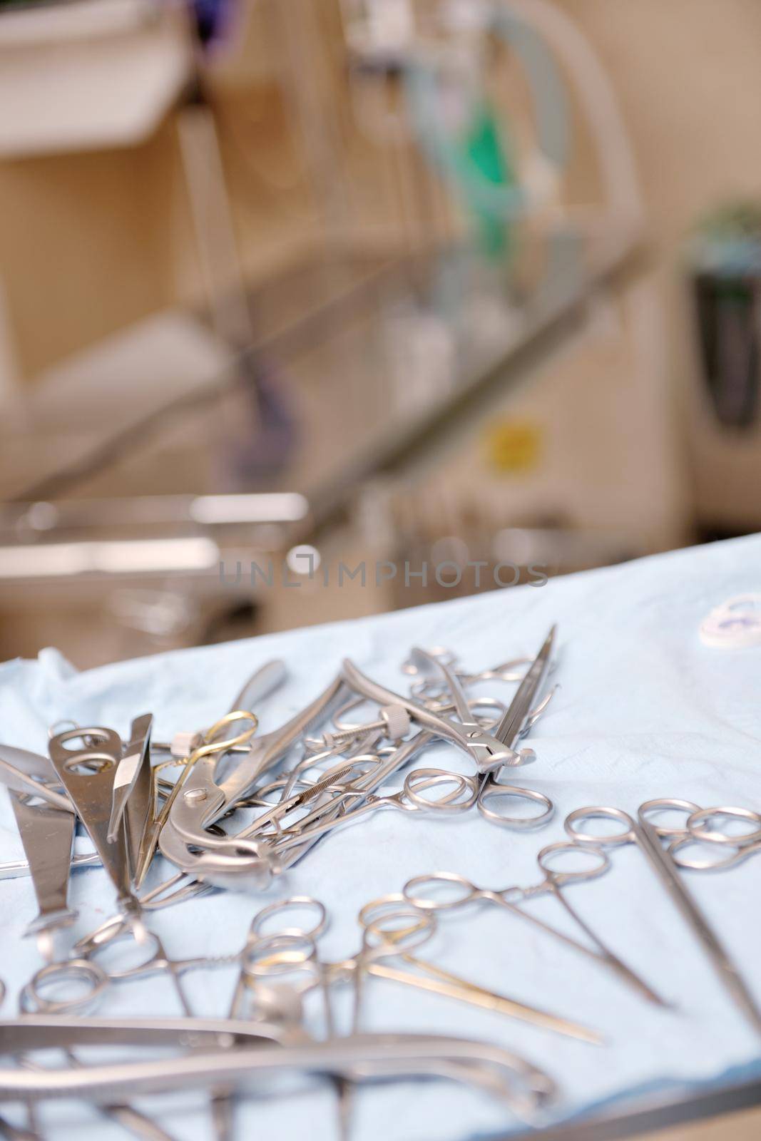 animal and pet surgery hospital room indoor with tools and instruments