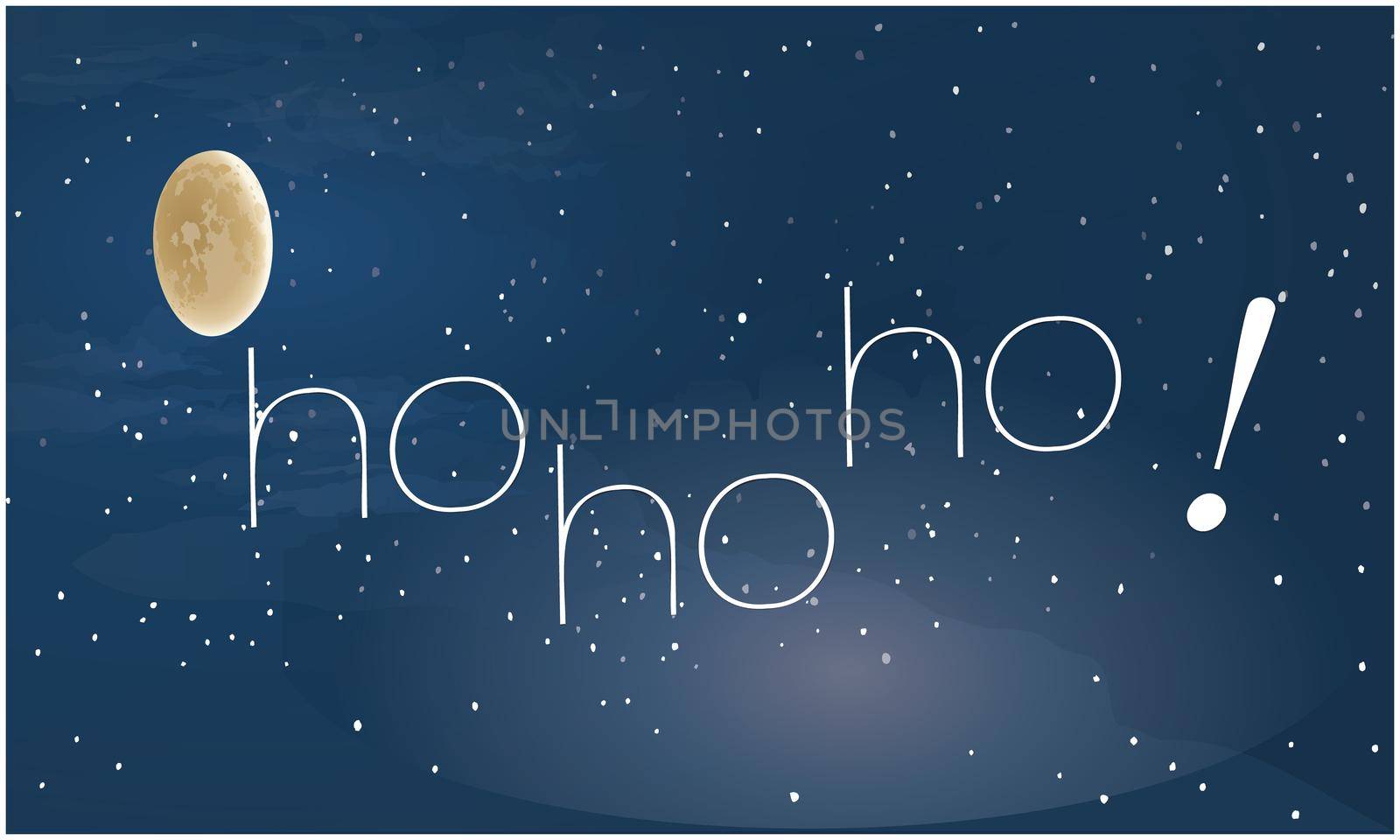 Christmas Illustration on abstract moon and stars background