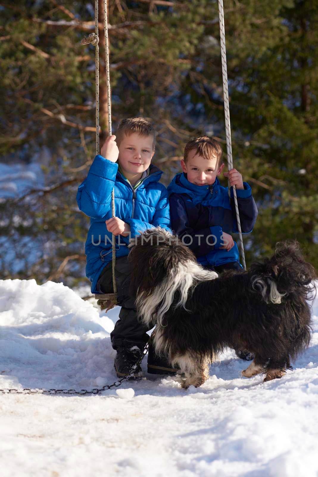 portrait of little boys at winter day by dotshock