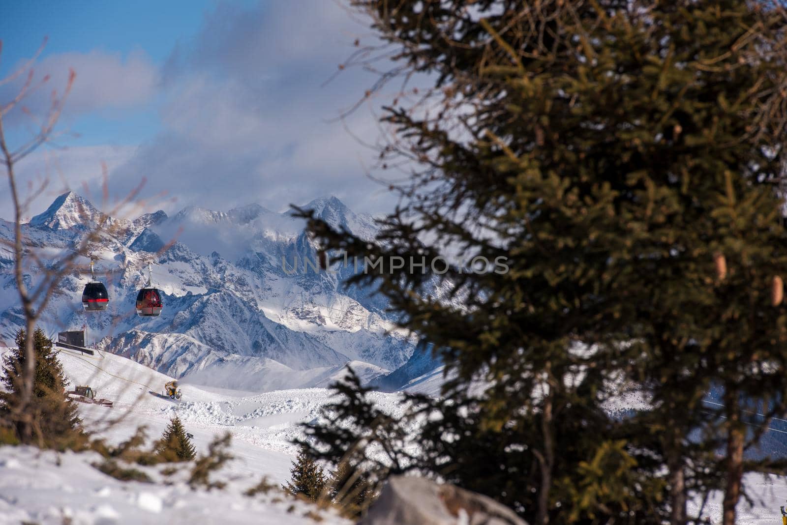 winter mountains beautiful alpine panoramic view snow capped European alps