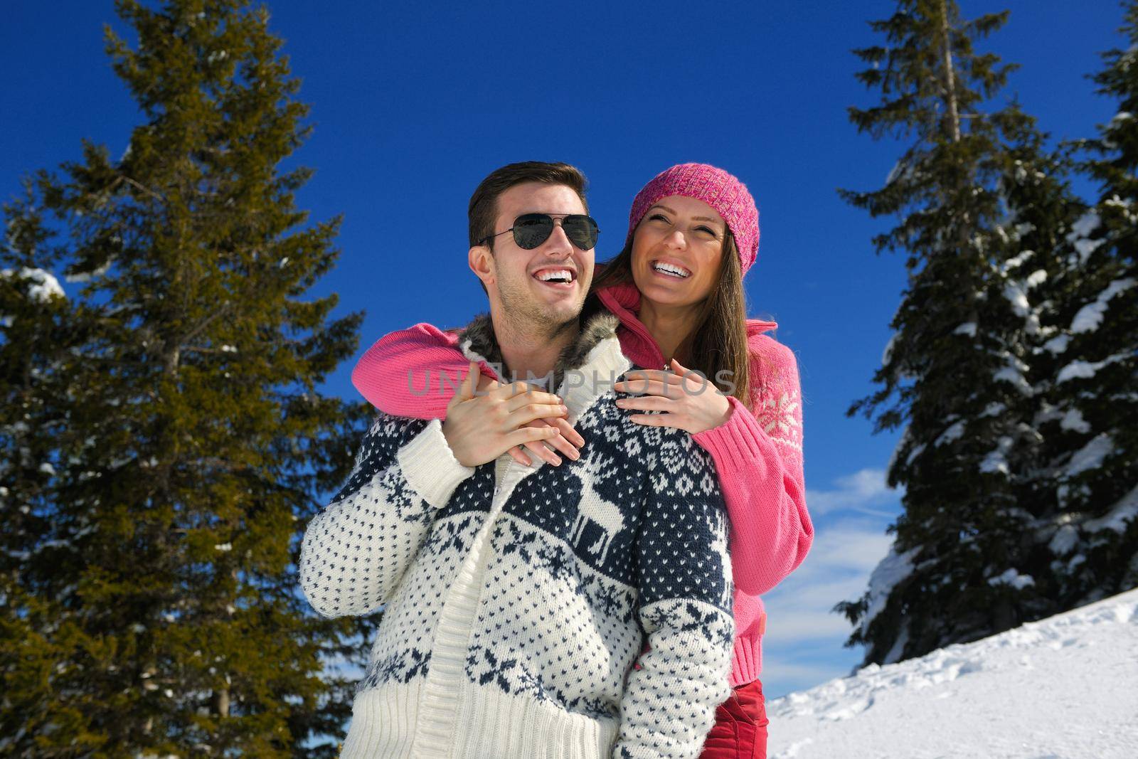 Young Couple In Winter  Snow Scene by dotshock