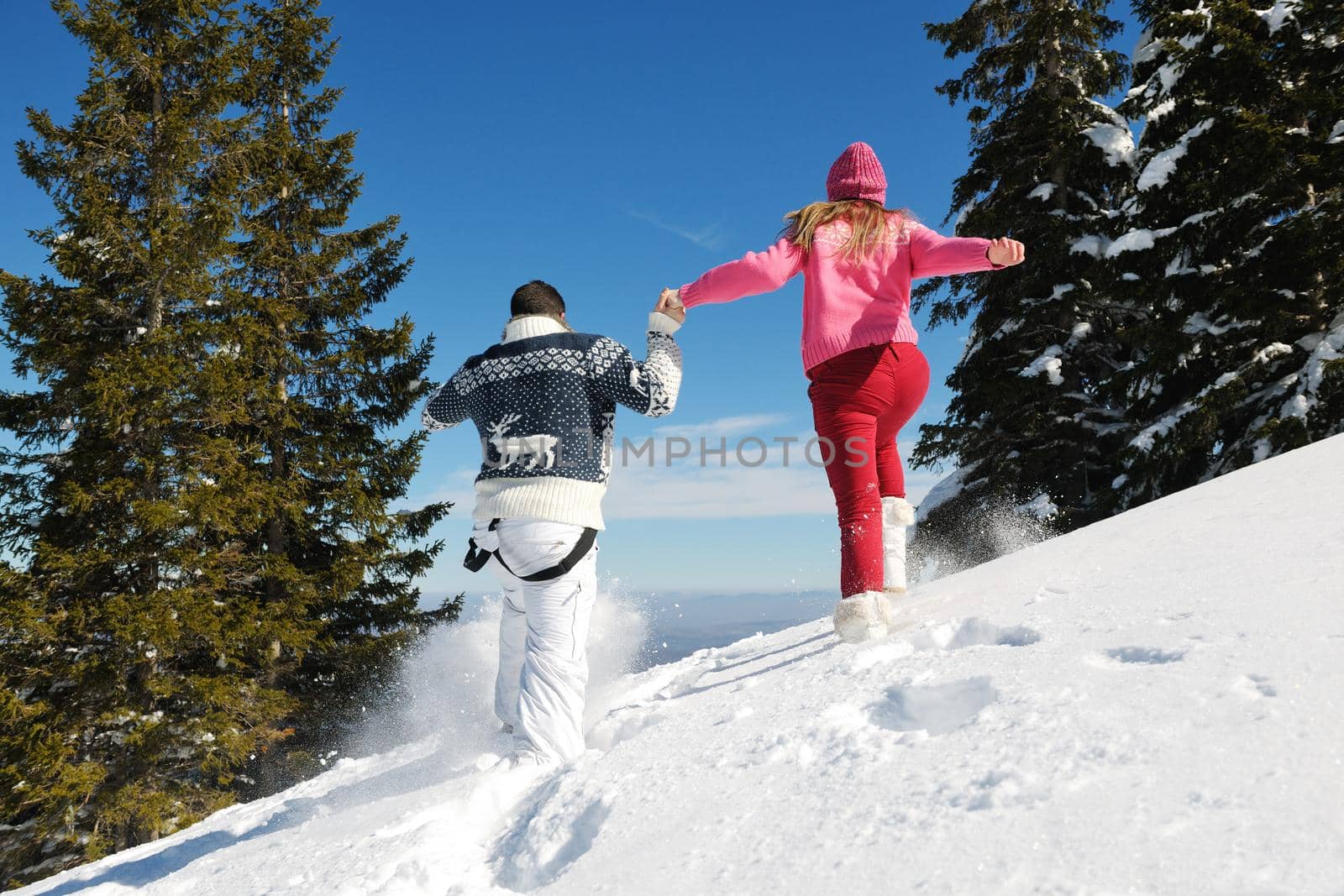 Young Couple In Winter  Snow Scene by dotshock