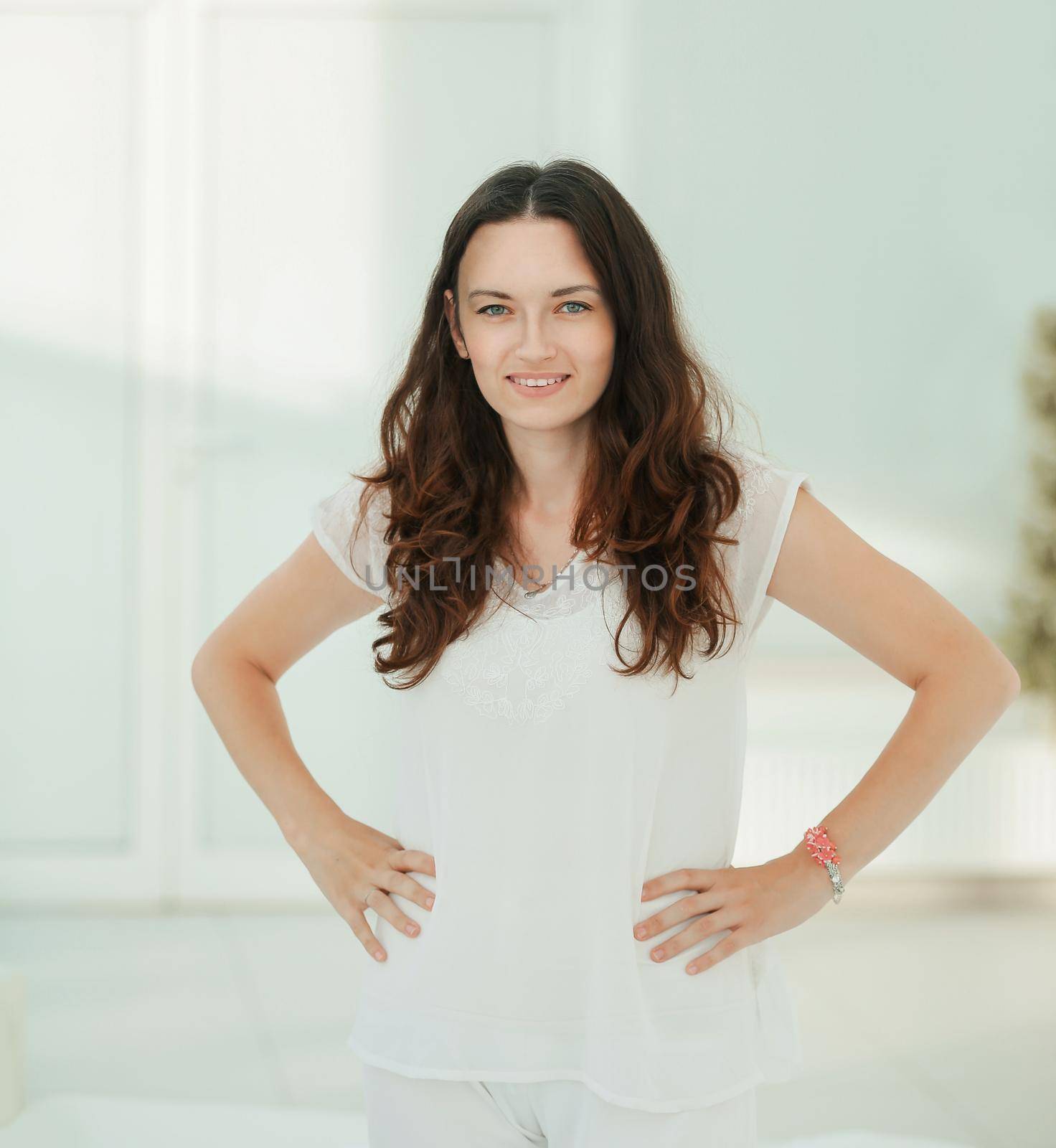 portrait of modern business woman in her home.photo with copy space