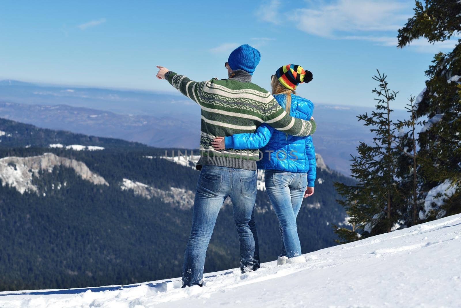 Young Couple In Winter  Snow Scene by dotshock