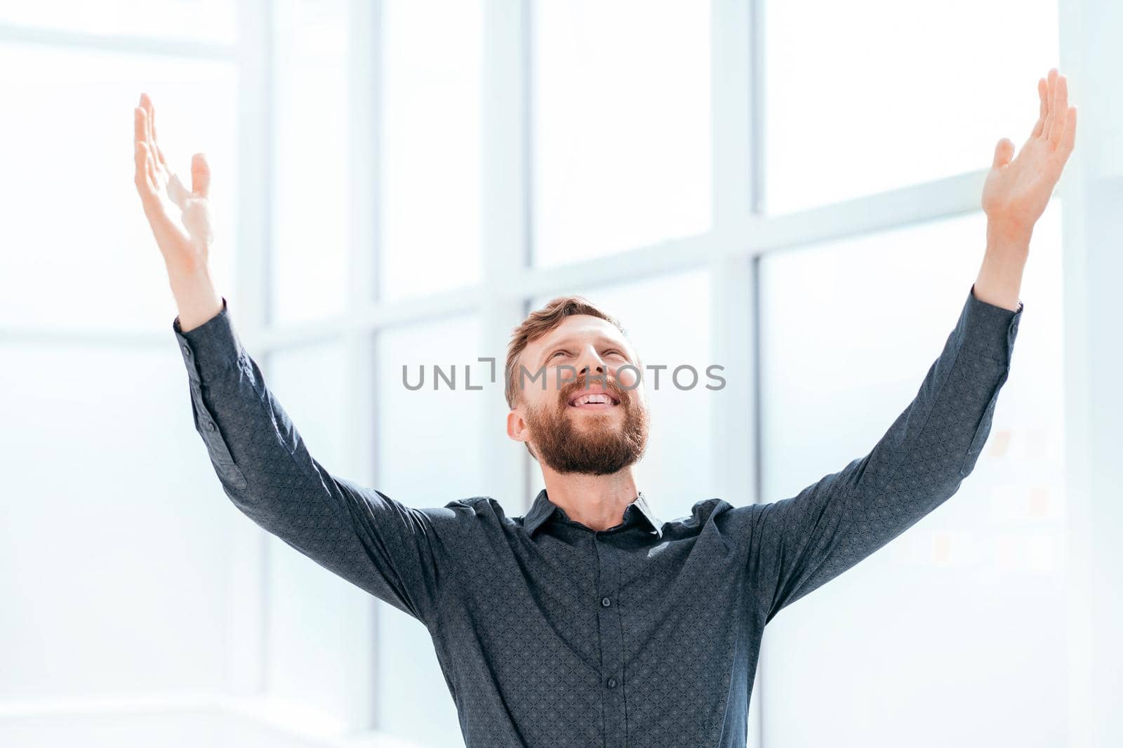 close up. a very happy young businessman .success concept