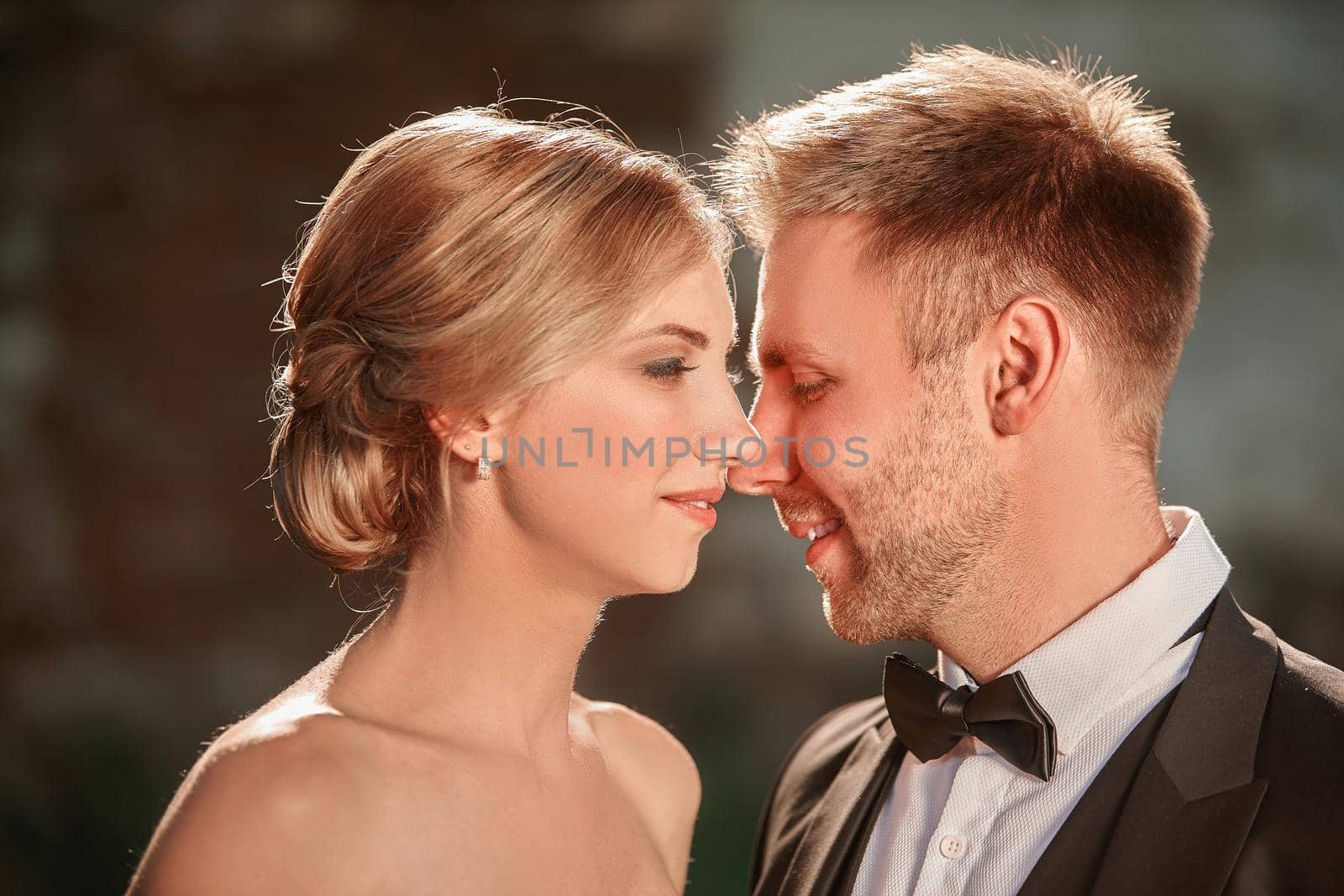 close up. portrait of a couple in love. bride and groom