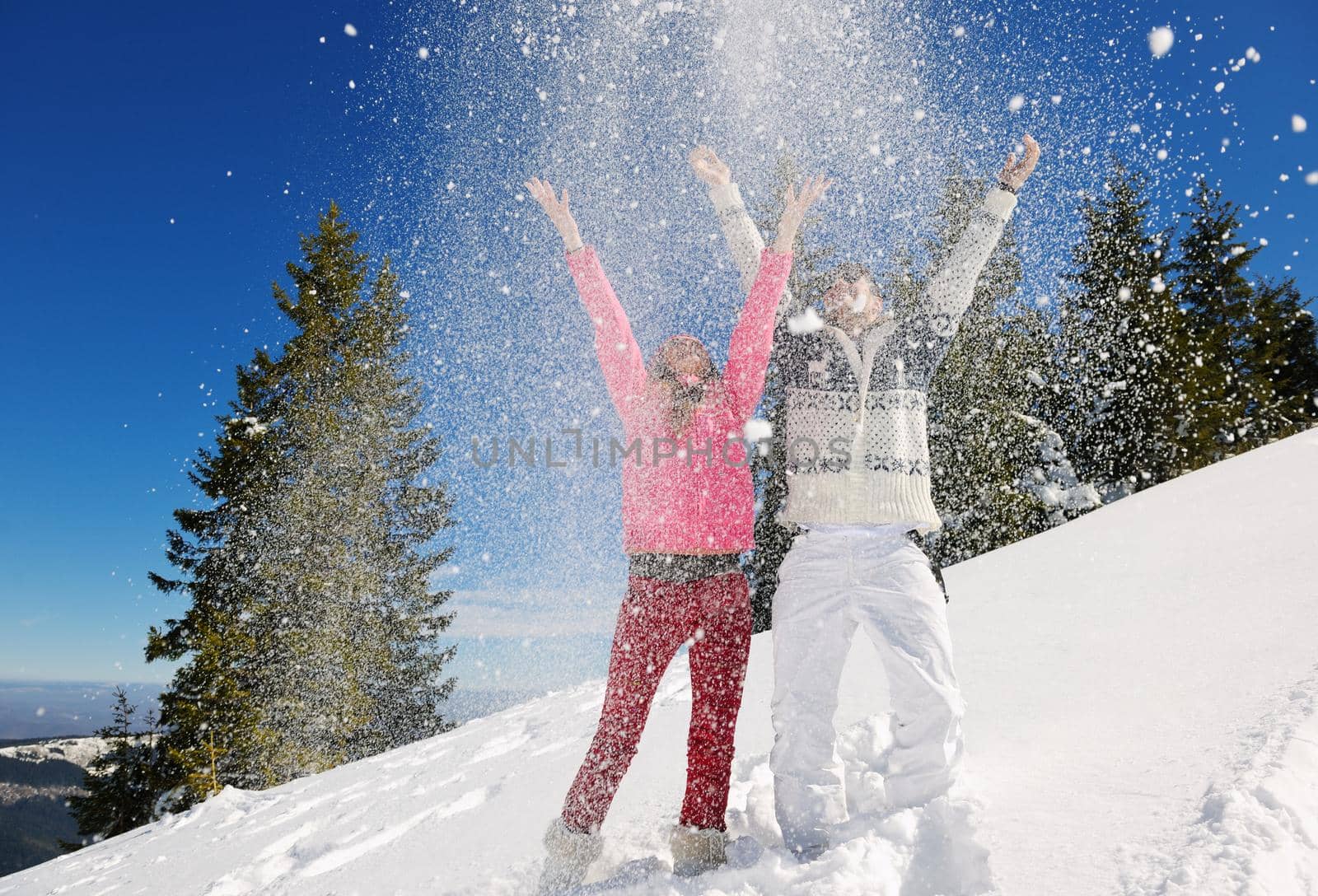 Young Couple In Winter  Snow Scene by dotshock