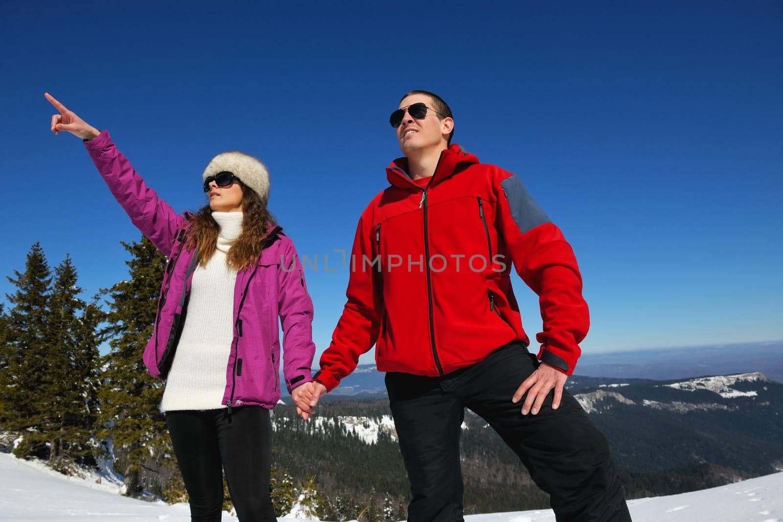 Young Couple In Winter  Snow Scene by dotshock