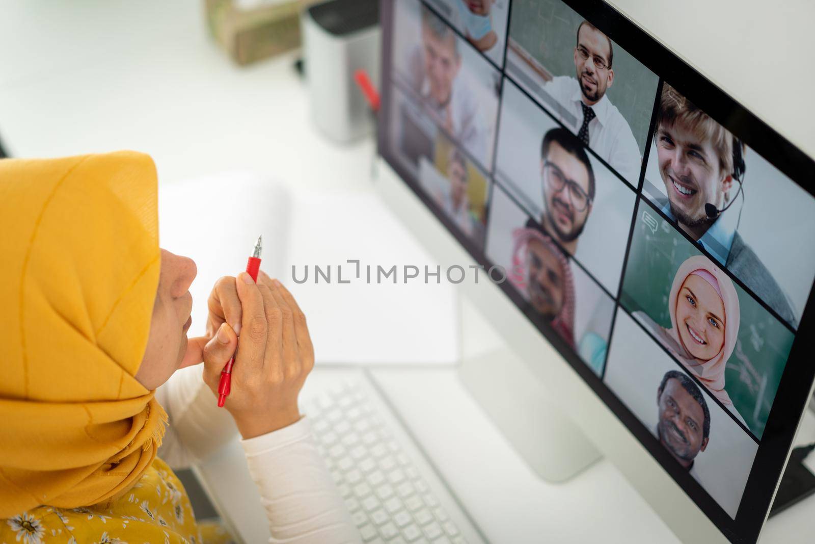 Middle Eastern businesswoman having the online conference