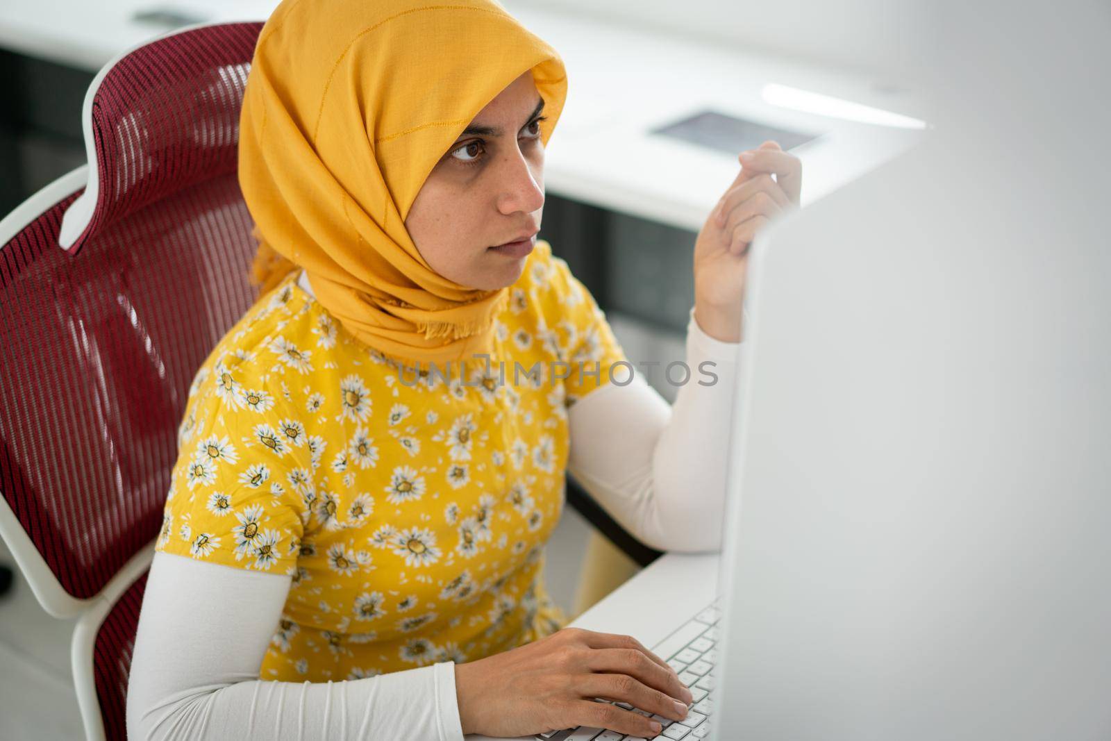 Middle Eastern businesswoman having the online conference