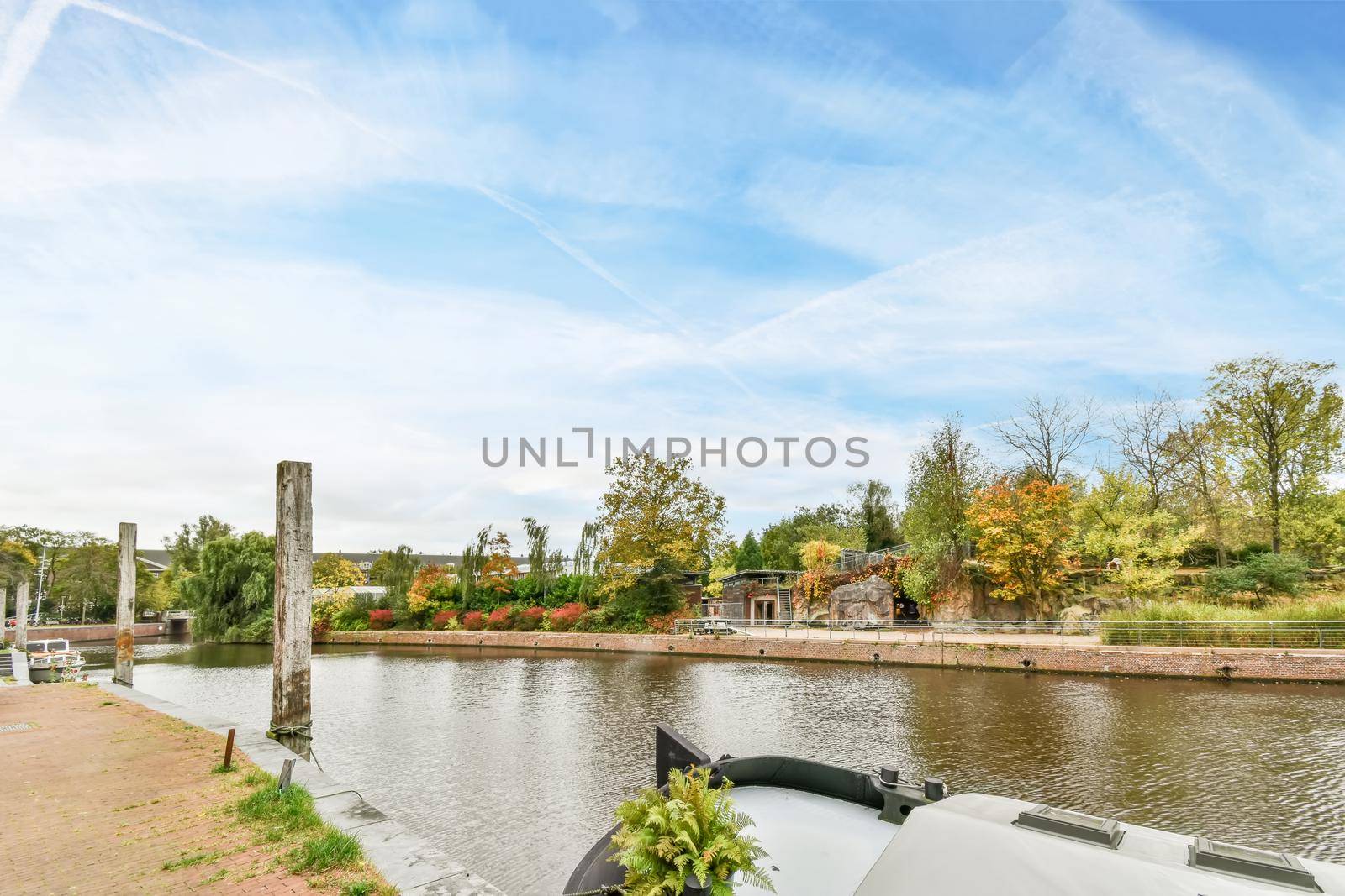 Residential area in countryside by the river