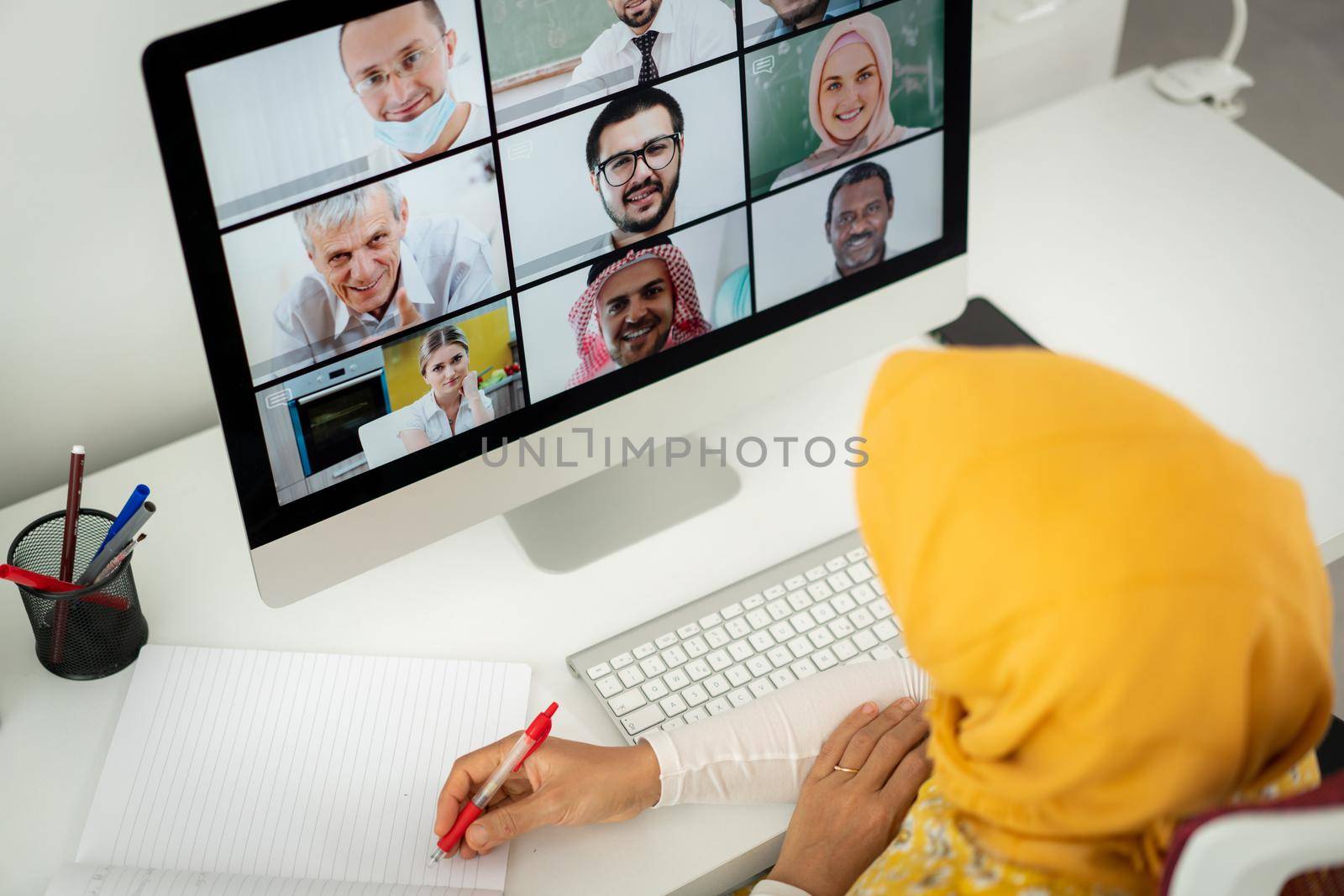 Middle Eastern businesswoman having the online conference