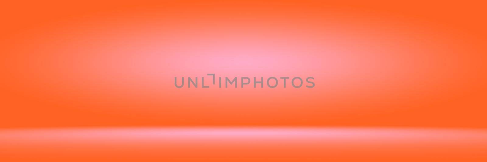 Orange photographic studio background vertical with soft vignette. Soft gradient background. Painted canvas studio backdrop