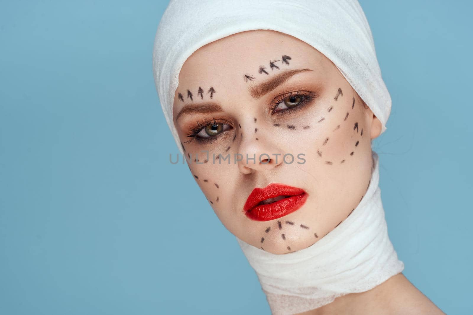 female patient aesthetic facial surgery clinic body care isolated background by Vichizh